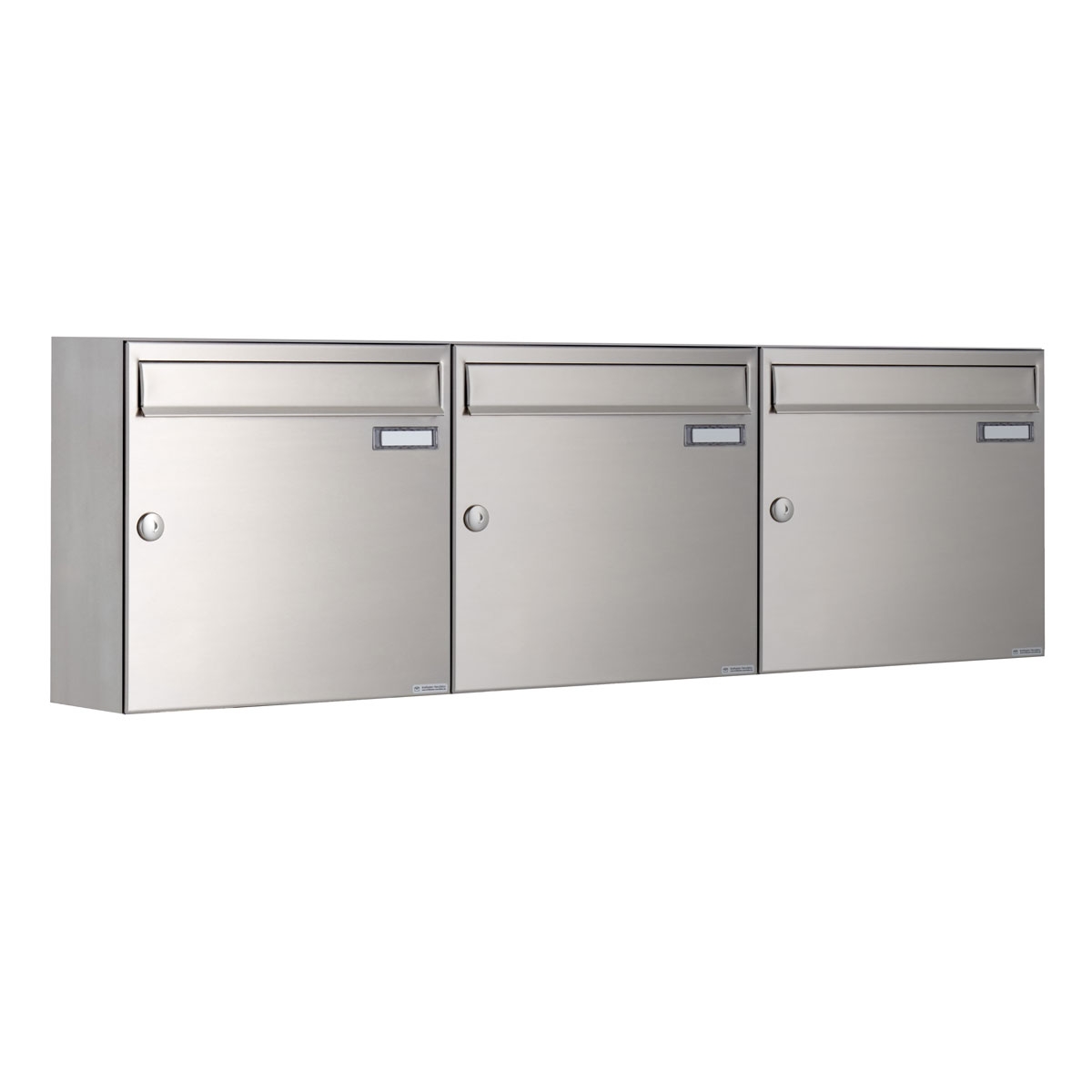 3er 3x1 Edelstahl Aufputz Briefkastenanlage Design BASIC 382A-AP