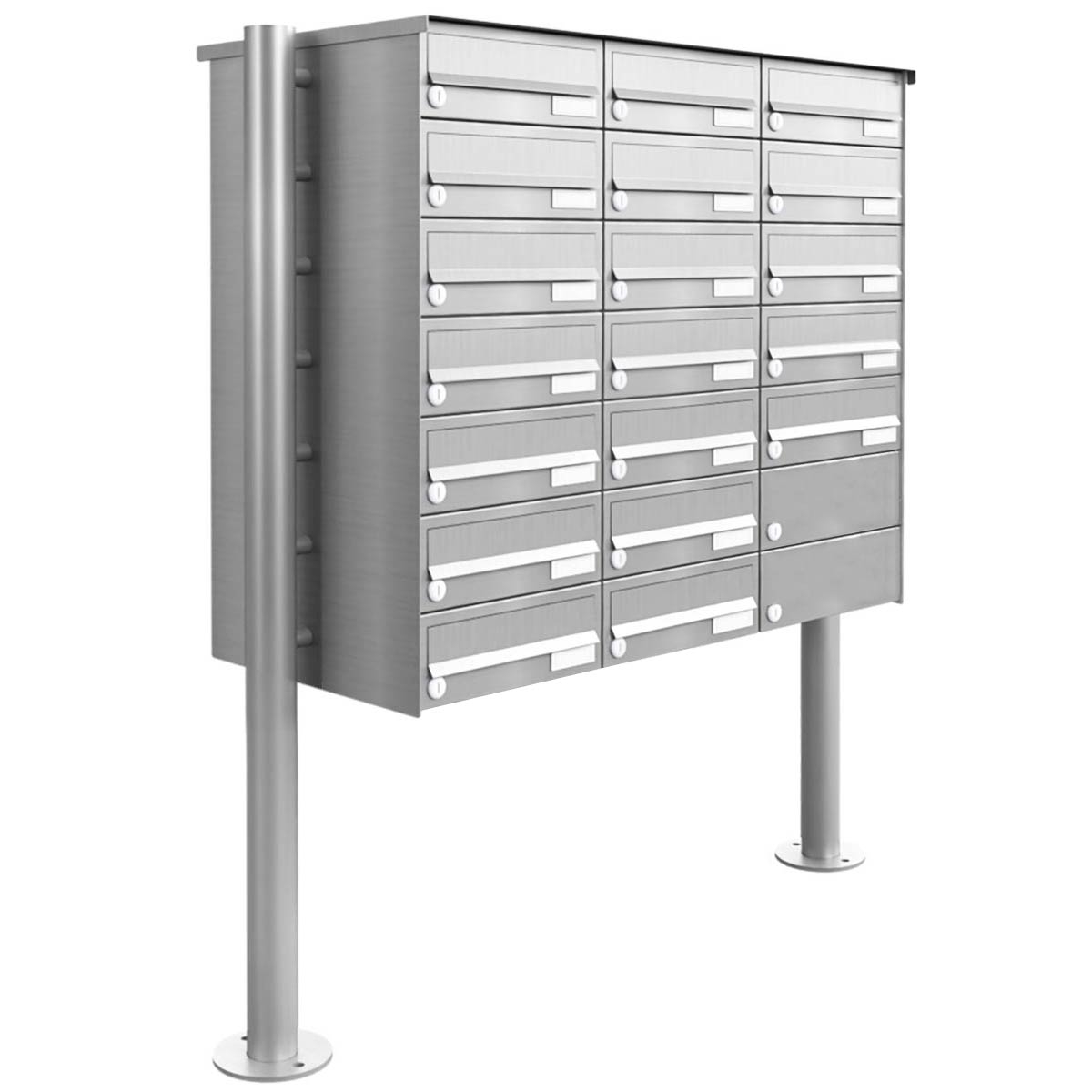 19er Briefkastenanlage freistehend Design BASIC 385-VA ST-R - Edelstahl V2A, geschliffen