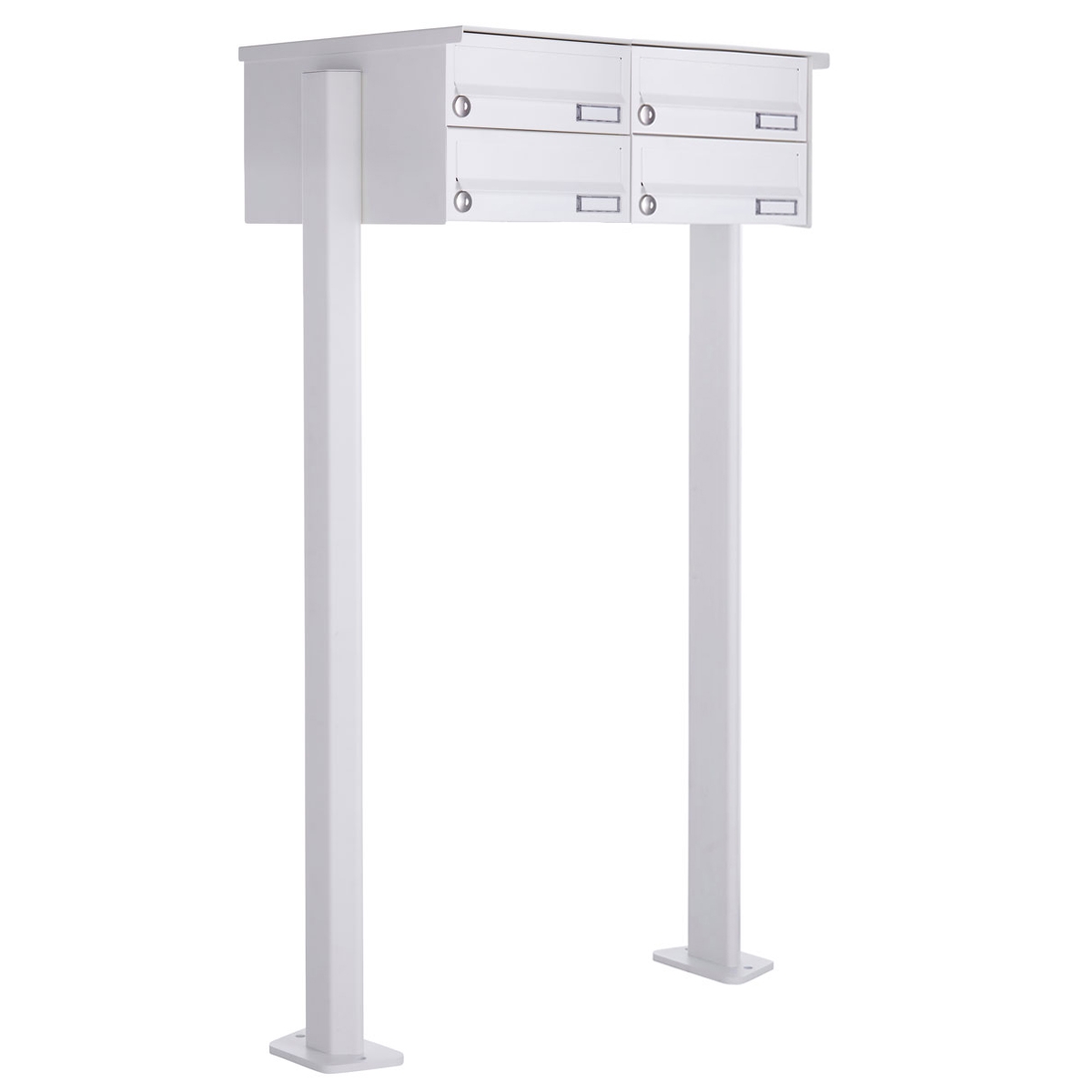 4er 2x2 Standbriefkasten Design BASIC 385P-9016 ST-T - RAL 9016 verkehrsweiß