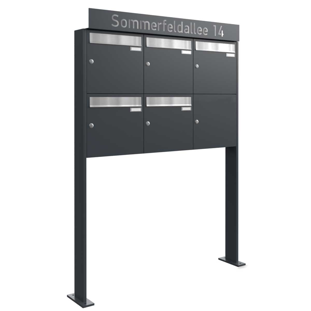 5 letterbox system freestanding Design BASIC - Edition NELLY - BI-Color VA-RAL 7016 anthracite grey 5 letterbox system freestanding Design BASIC - Edition NELLY - BI-Color VA-RAL 7016 anthracite grey