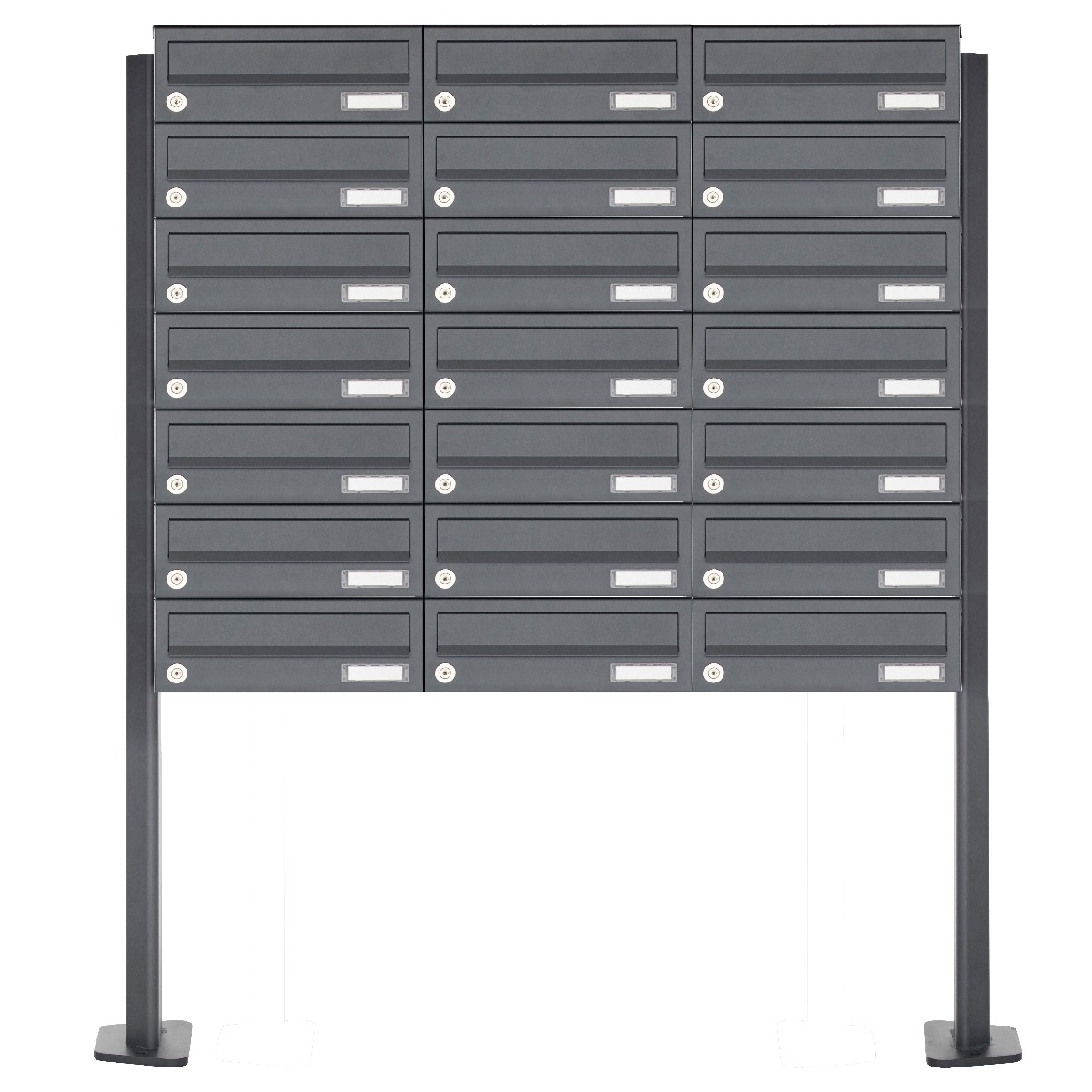 21er Briefkastenanlage freistehend Design BASIC 385P-7016 ST-T - RAL 7016 anthrazitgrau