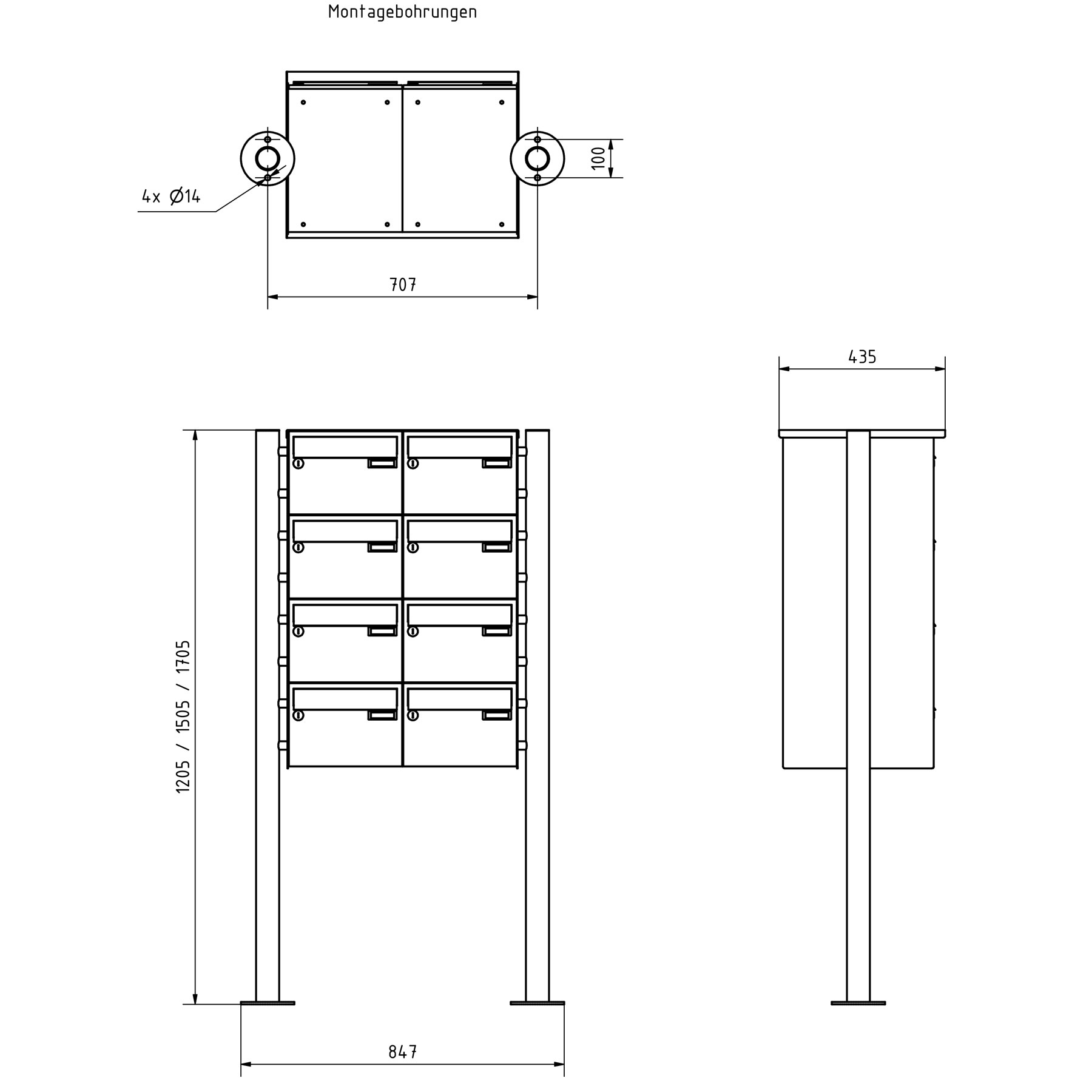 8er Edelstahl Standbriefkasten Design BASIC Plus 385X ST-R - 220mm - RAL nach Wahl 8er Edelstahl Standbriefkasten Design BASIC Plus 385X ST-R - 220mm - RAL nach Wahl