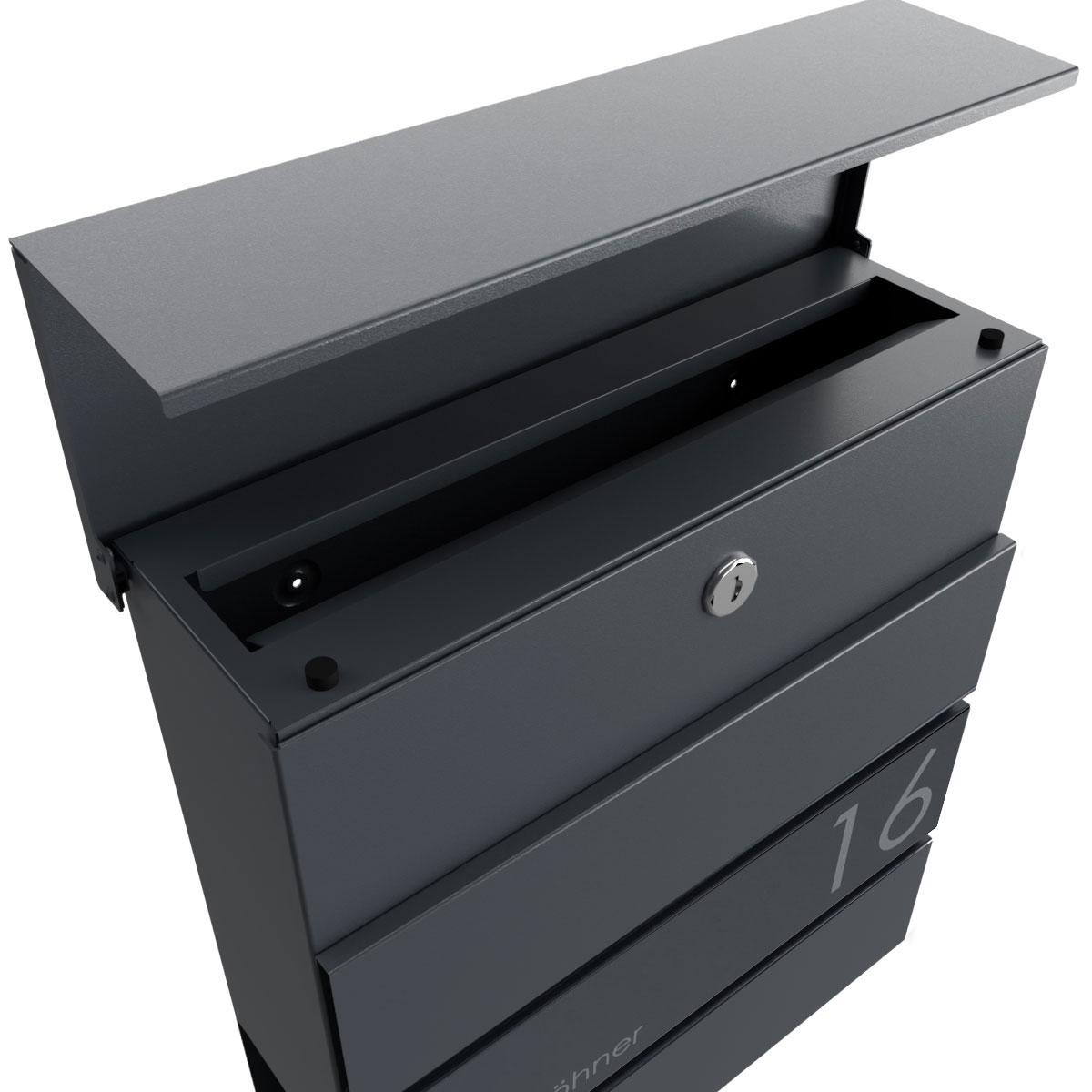 KANT letterbox with newspaper compartment - Design 1 - RAL 7016 anthracite grey KANT letterbox with newspaper compartment - Design 1 - RAL 7016 anthracite grey