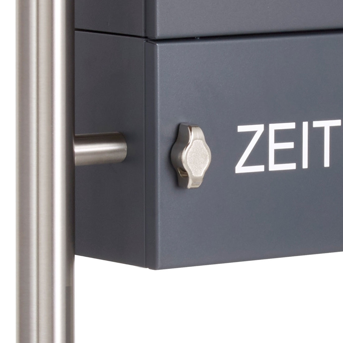 6er 2x3 Standbriefkasten Design BASIC 381 ST-R mit Zeitungsfach geschlossen - RAL 7016 anthrazitgrau