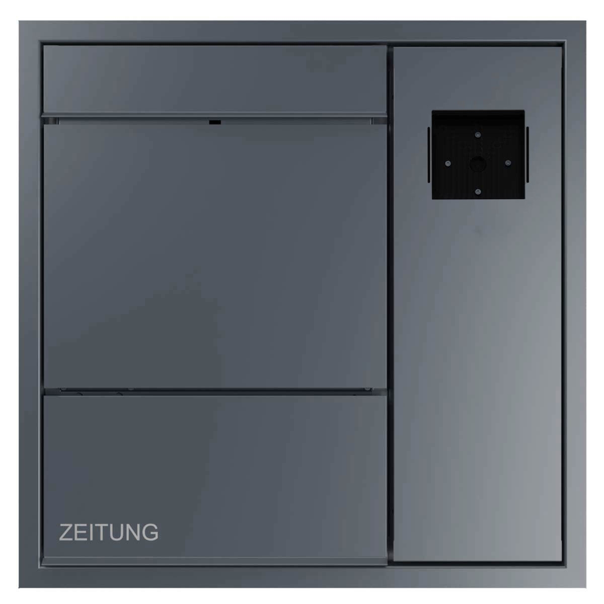 Design flush-mounted letterbox GOETHE UP lateral with newspaper compartment - RAL of your choice - LOXONE Intercom prepared