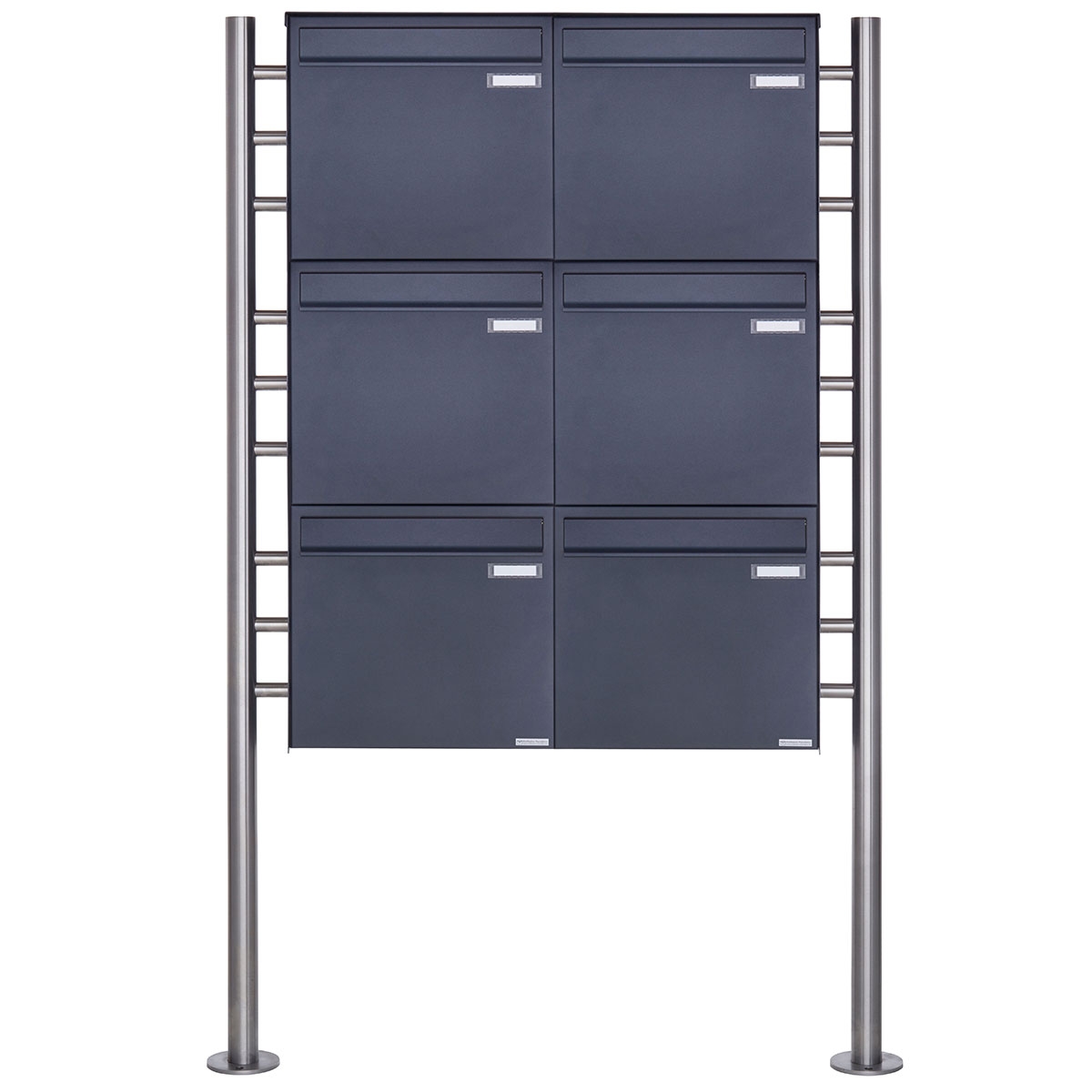 6er 2x3 Zaunbriefkasten freistehend Design BASIC Plus 381XZ ST-R - RAL nach Wahl 6er 2x3 Zaunbriefkasten freistehend Design BASIC Plus 381XZ ST-R - RAL nach Wahl