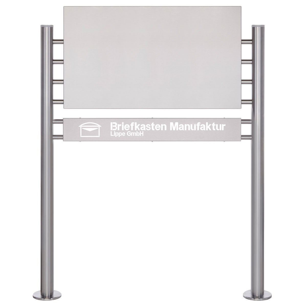 8bf42ebd288f83c082c7216af50f6e55f97e7606 Schild freistehend BASIC 390ES - Edelstahlblech 800x457 einseitig - Beleuchtungskasten 800x100x50