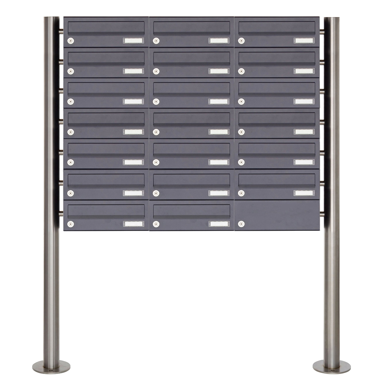 20er Briefkastenanlage freistehend Design BASIC 385 ST-R - RAL 7016 anthrazitgrau