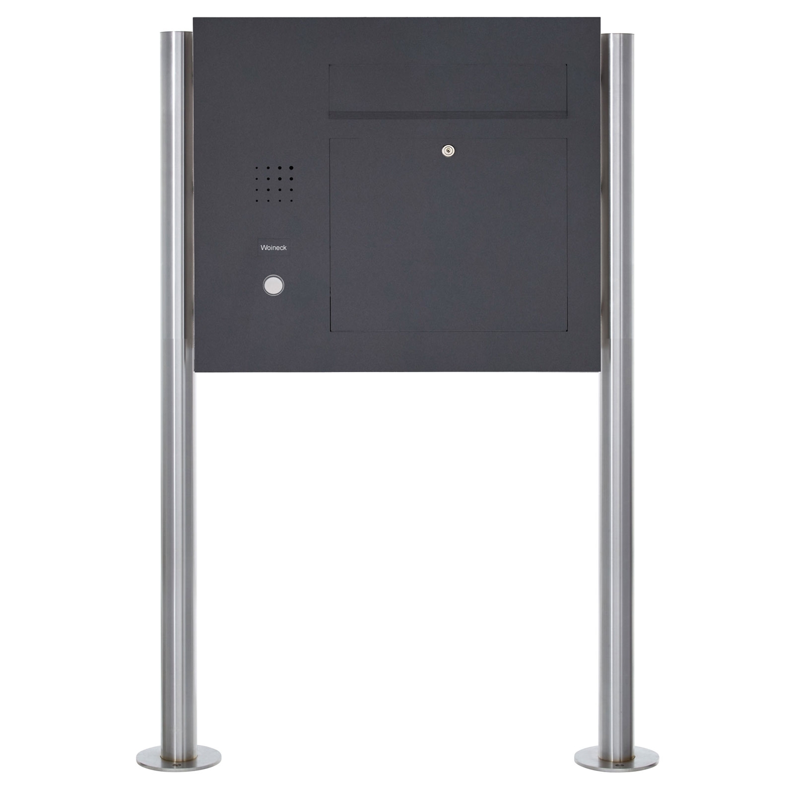 Stainless steel free-standing letterbox designer model BIG - Clean Edition - Lateral - RAL of your choice - INDIVIDUAL Stainless steel free-standing letterbox designer model BIG - Clean Edition - Lateral - RAL of your choice - INDIVIDUAL