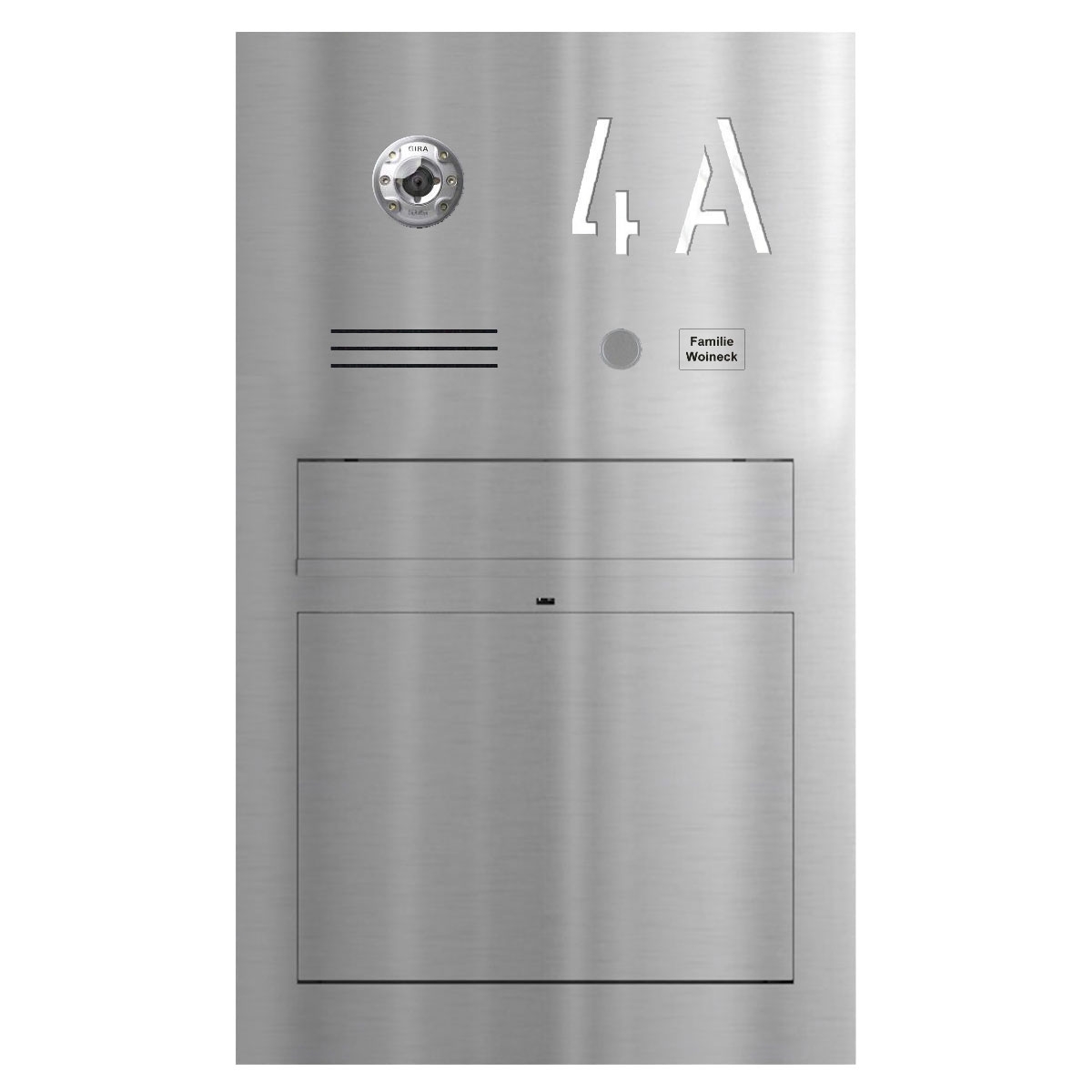 Cassetta per le lettere da incasso di design GRIMM - acciaio inox lucido con predisposizione per telecamera e impianto citofonico Cassetta per le lettere da incasso di design GRIMM - acciaio inox lucido con predisposizione per telecamera e impianto citofonico