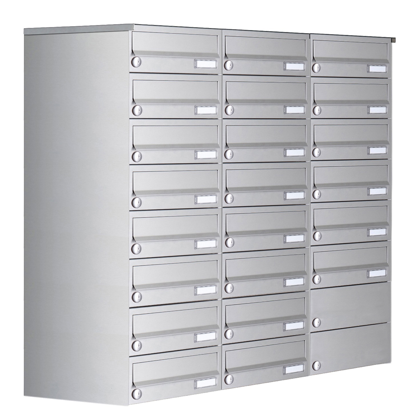 22 8x3 surface-mounted letterbox system Design BASIC 385A- VA AP - stainless steel V2A, polished