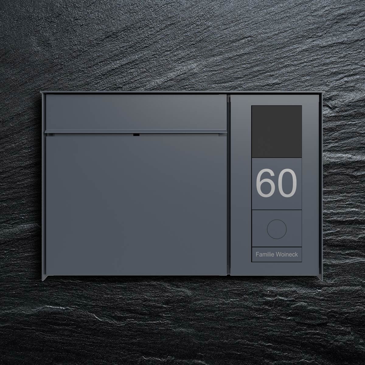 Design surface-mounted letterbox GOETHE AP - RAL of your choice - GIRA System 106 lateral - VIDEO complete set Design surface-mounted letterbox GOETHE AP - RAL of your choice - GIRA System 106 lateral - VIDEO complete set