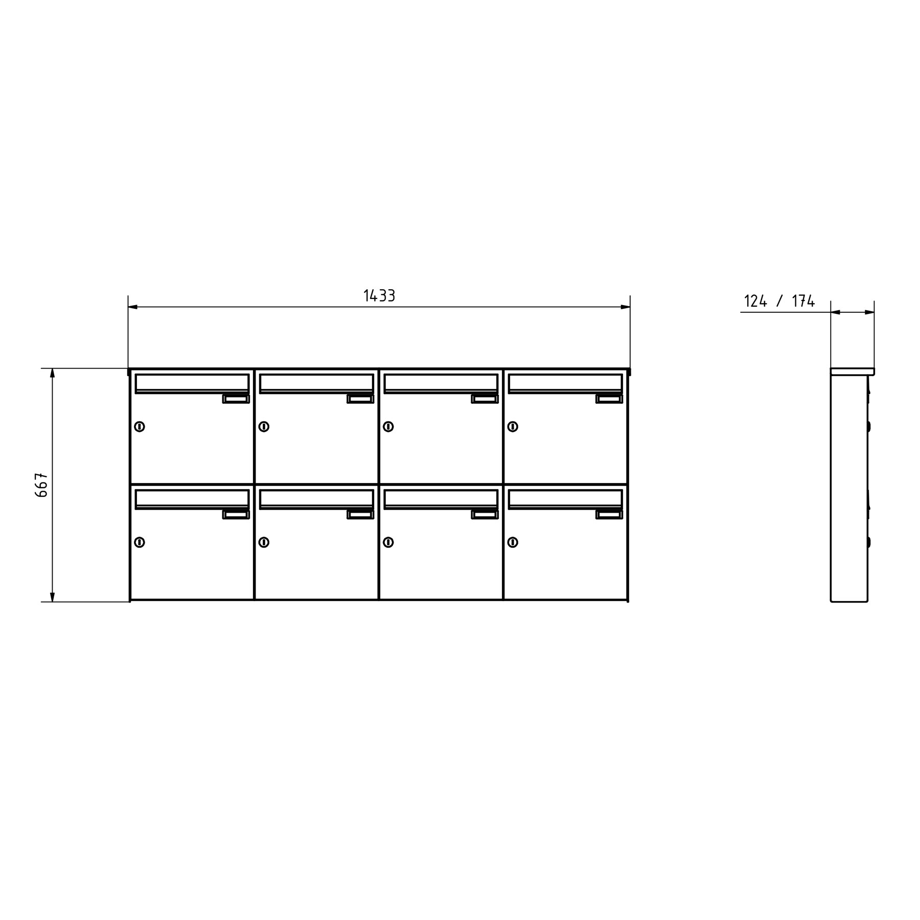 8x4x2 stainless steel surface-mounted letterbox design BASIC Plus 382XA AP - polished V2A stainless steel