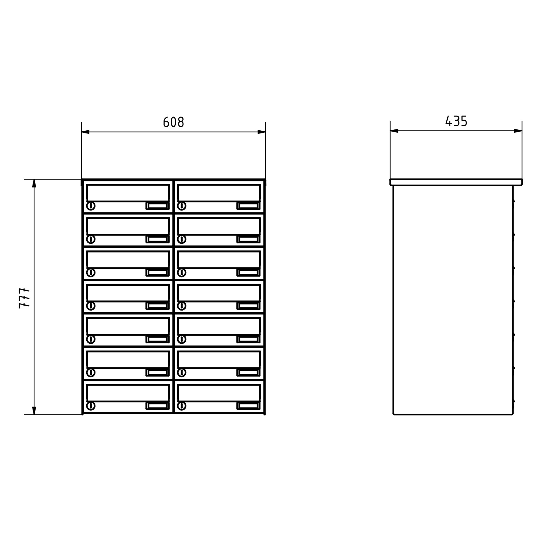 14er 7x2 Aufputz Briefkastenanlage Design BASIC 385A-7016 AP - RAL 7016 anthrazitgrau
