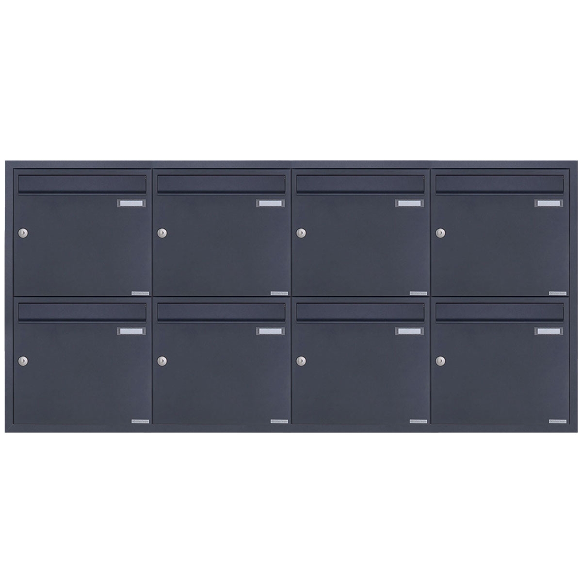 8er 4x2 Edelstahl Unterputz Briefkastenanlage BASIC Plus 382XU UP - RAL nach Wahl - 8 Parteien