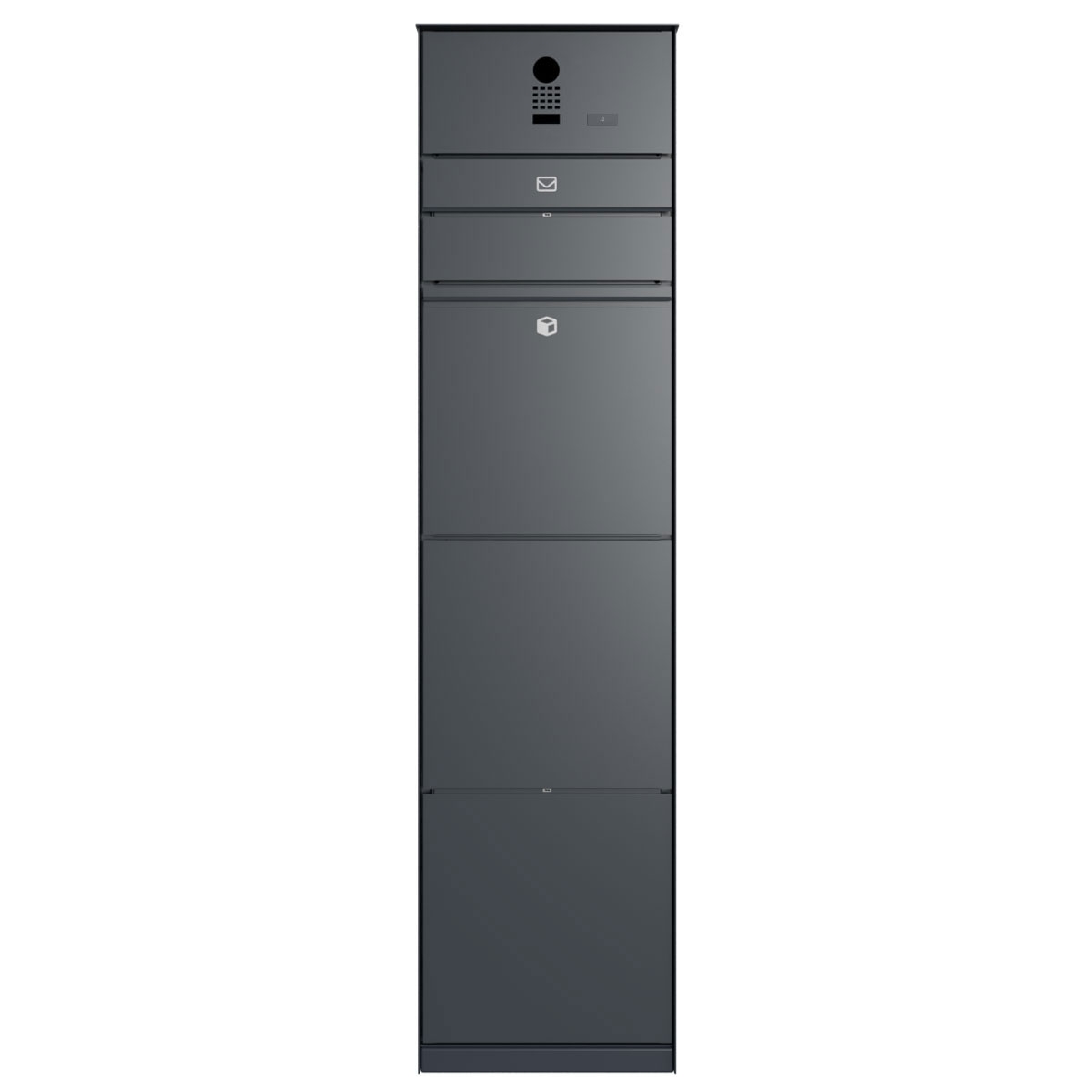 Freestanding design parcel box GOETHE with 1 letterbox and DoorBird D1100E camera intercom - lock system - RAL of your choice