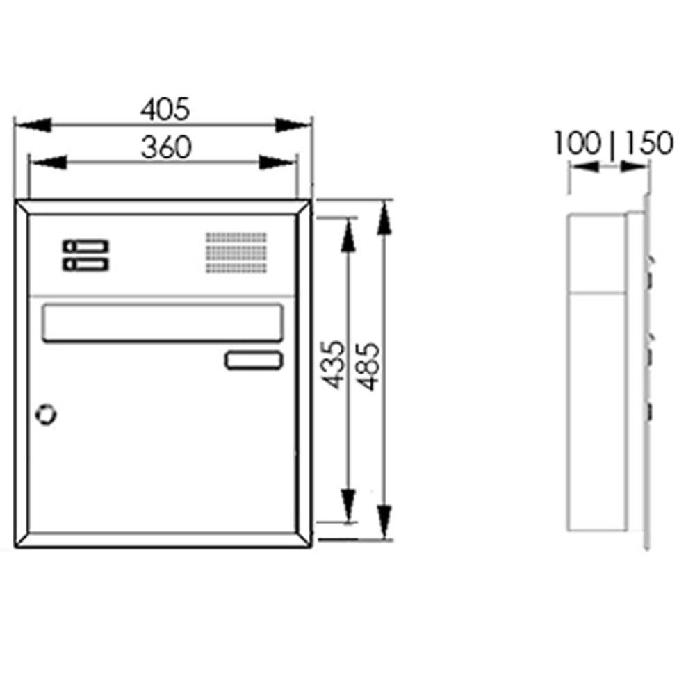 Edelstahl Unterputzbriefkasten BASIC Plus 382XU UP mit Klingelkasten - RAL nach Wahl Edelstahl Unterputzbriefkasten BASIC Plus 382XU UP mit Klingelkasten - RAL nach Wahl