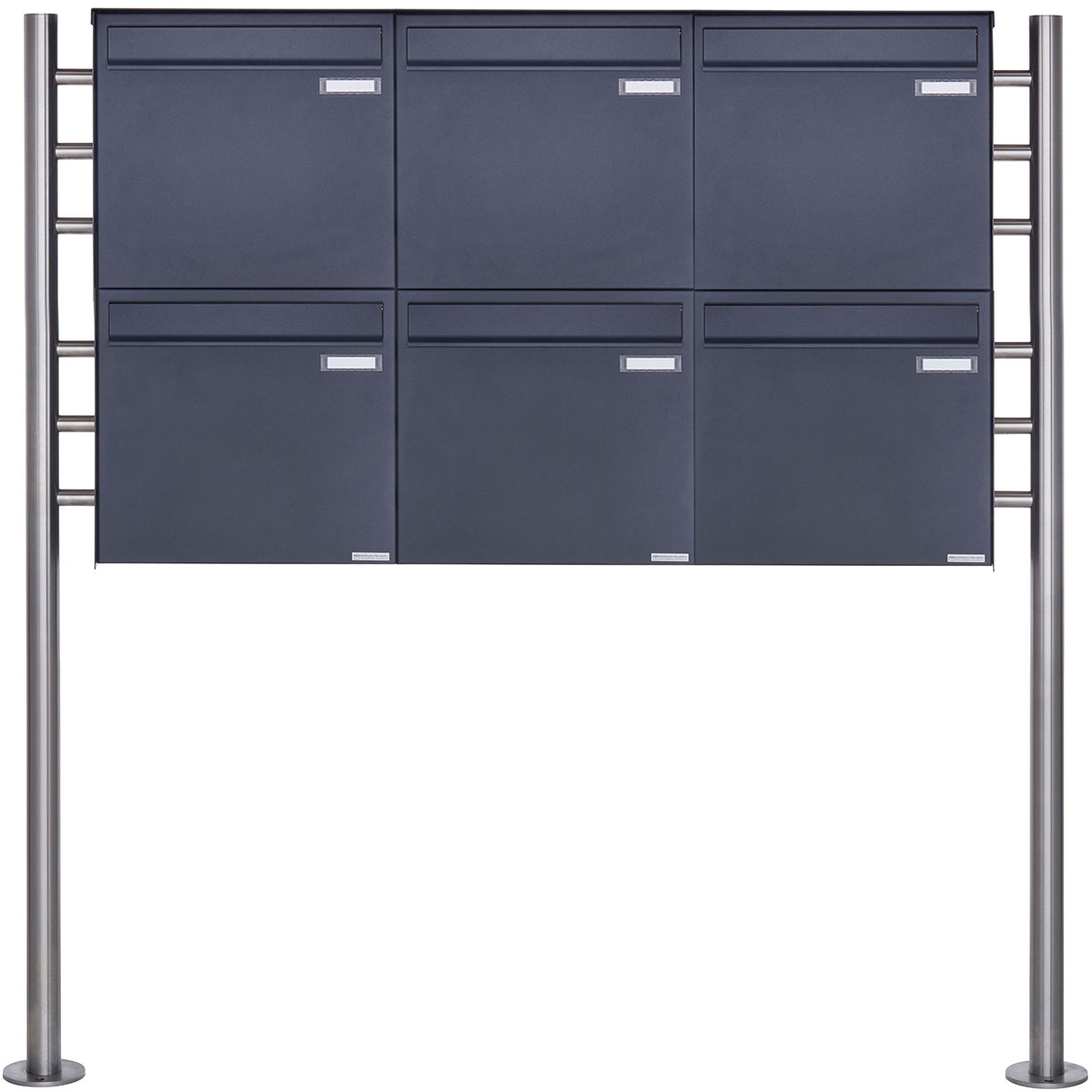 6er 3x2 Zaunbriefkasten freistehend Design BASIC Plus 381XZ ST-R - RAL nach Wahl