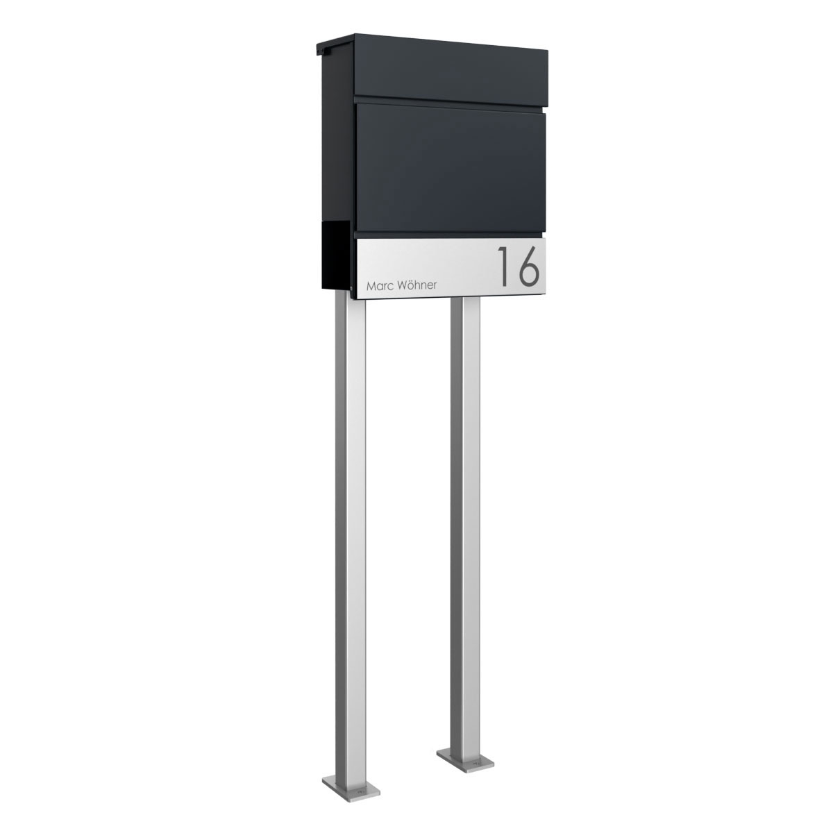 KANT Edition free-standing letterbox with newspaper compartment - Elegance 4 design - RAL 9005 jet black KANT Edition free-standing letterbox with newspaper compartment - Elegance 4 design - RAL 9005 jet black