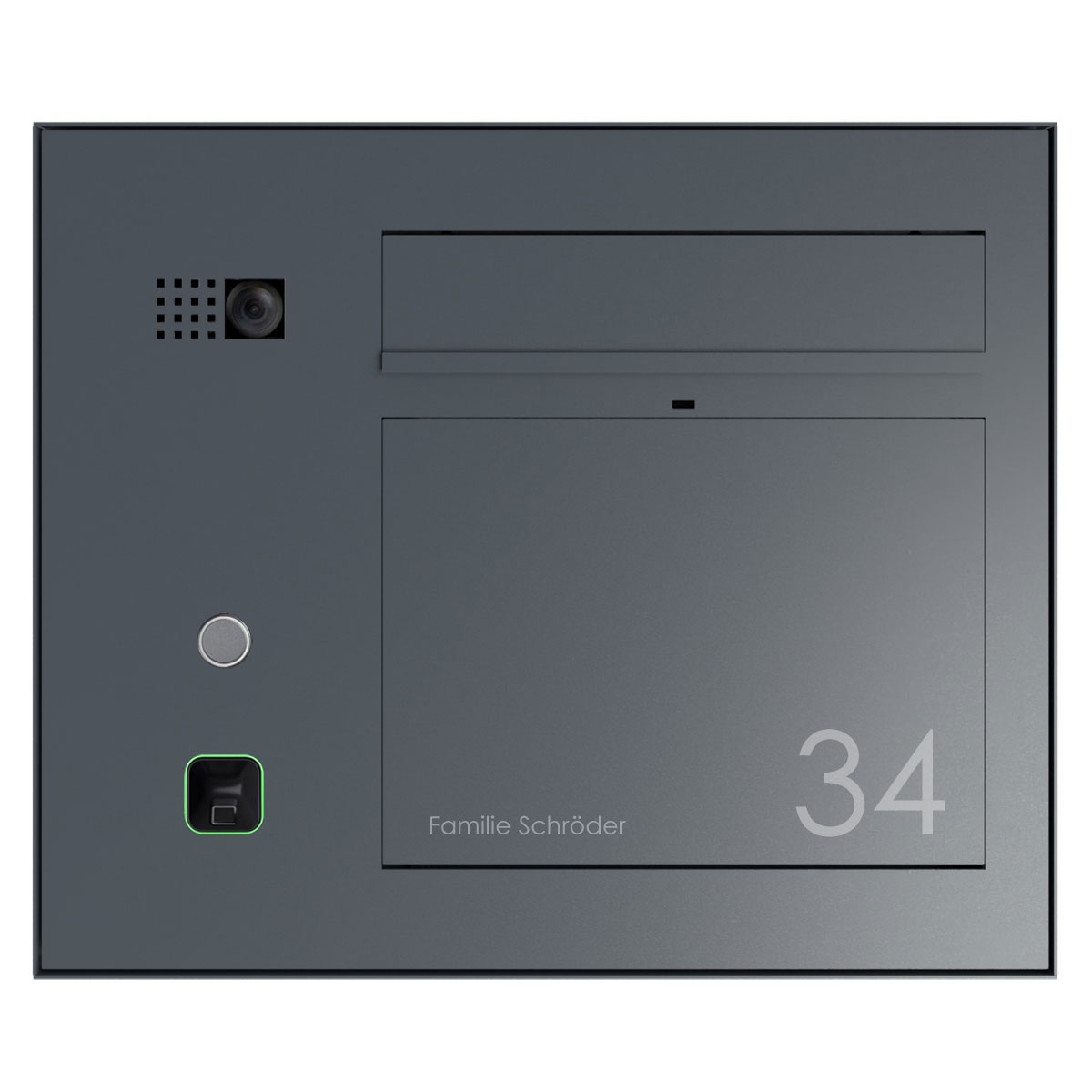 Design Aufputz Briefkasten GRIMM - Farbe nach Wahl mit COMELIT Ultra - VIDEO Set links