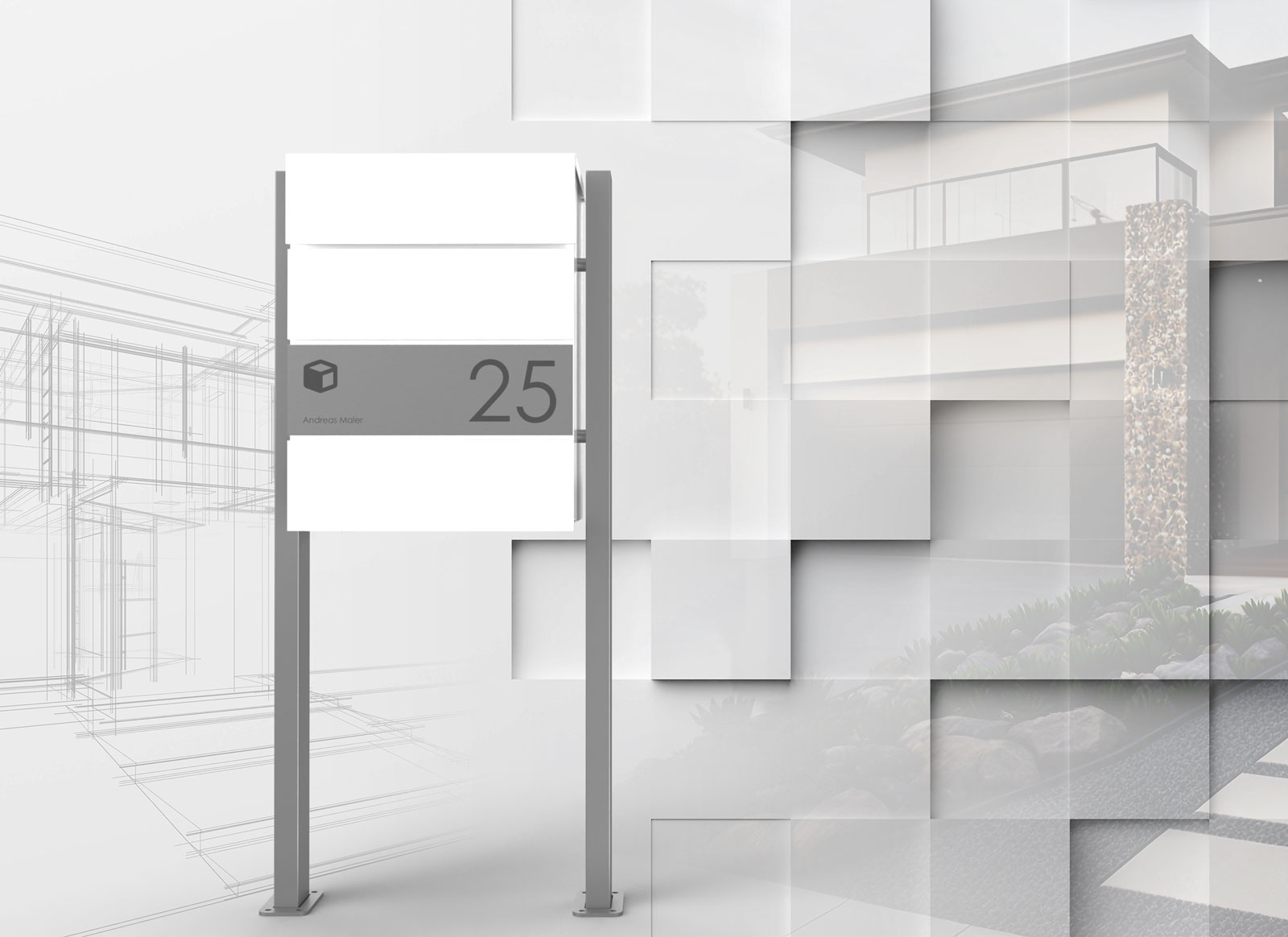 Boîte à paquets indépendante KANT Edition ST-Q - Design Elegance 1 - RAL 9016 blanc signalisation Boîte à paquets indépendante KANT Edition ST-Q - Design Elegance 1 - RAL 9016 blanc signalisation