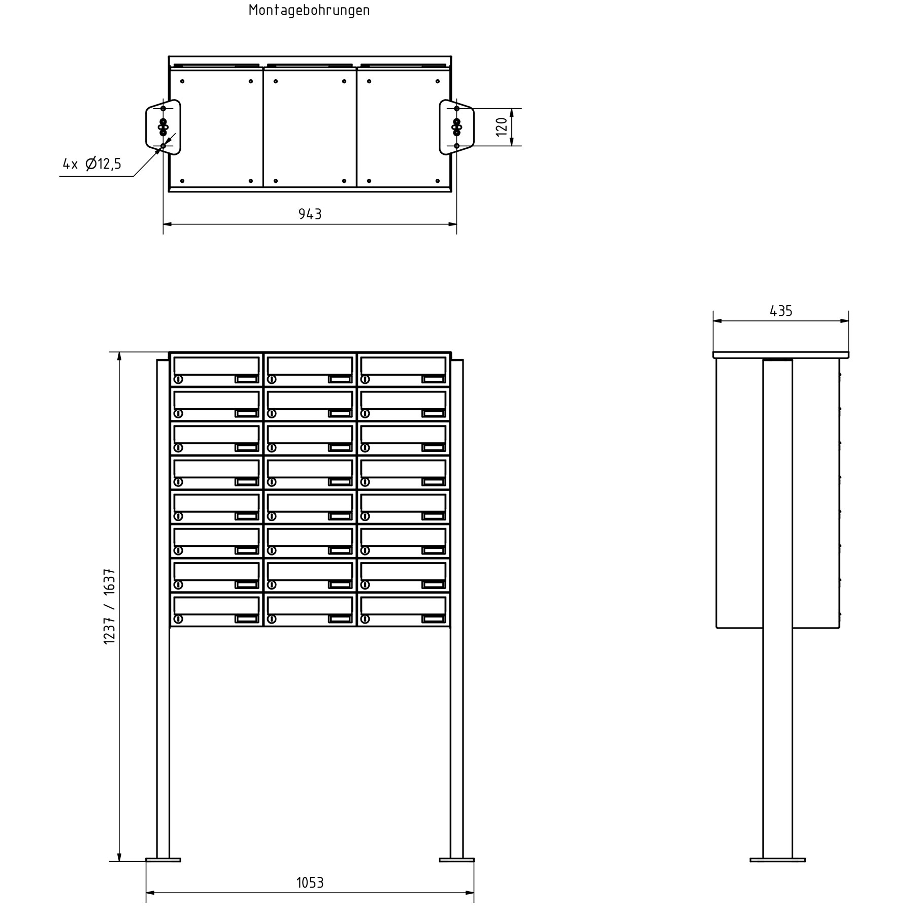 24 letterbox system freestanding Design BASIC 385P-7016 ST-T - RAL 7016 anthracite grey 24 letterbox system freestanding Design BASIC 385P-7016 ST-T - RAL 7016 anthracite grey