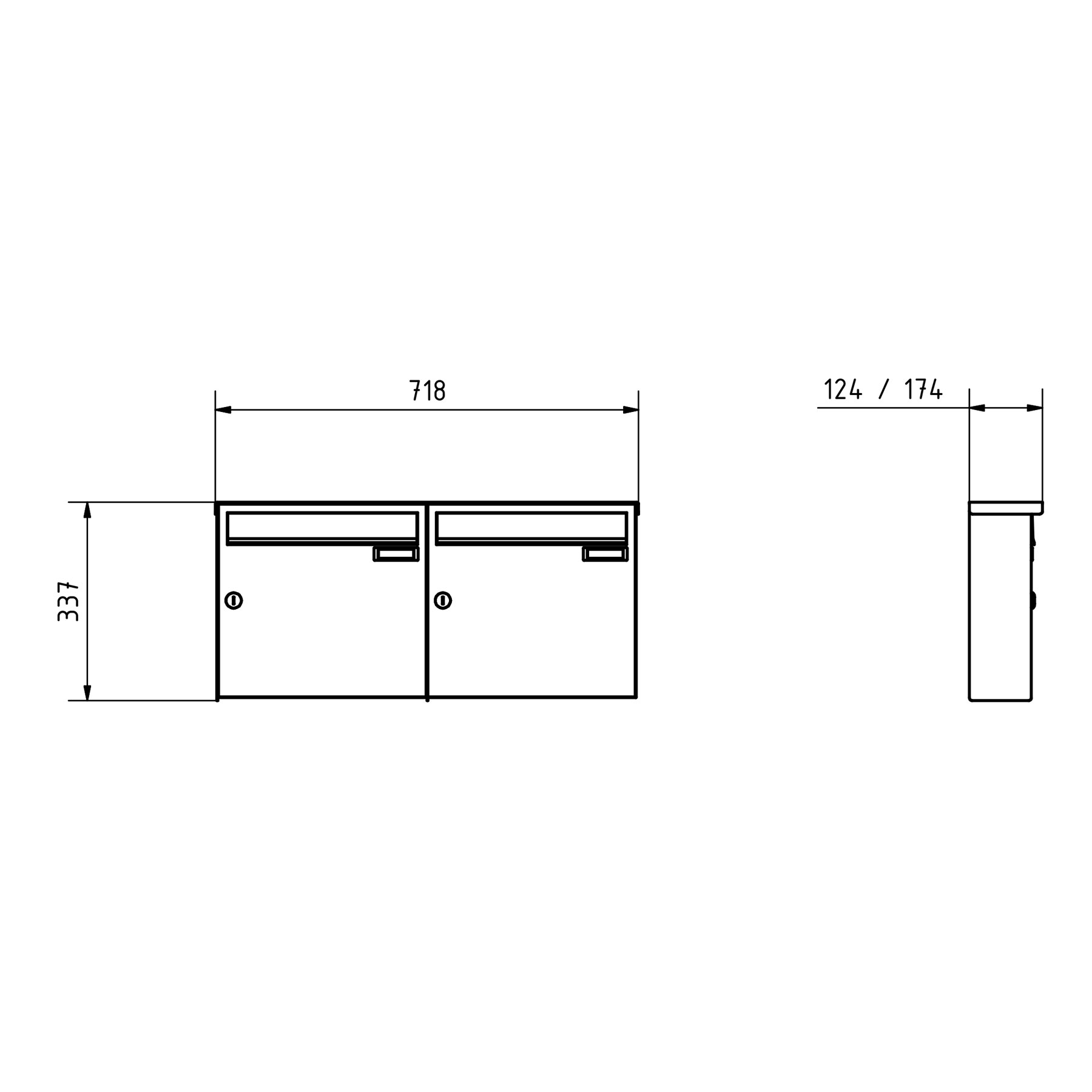 2er 1x2 Edelstahl Aufputz Briefkasten Design BASIC Plus 382XA AP - Edelstahl V2A geschliffen