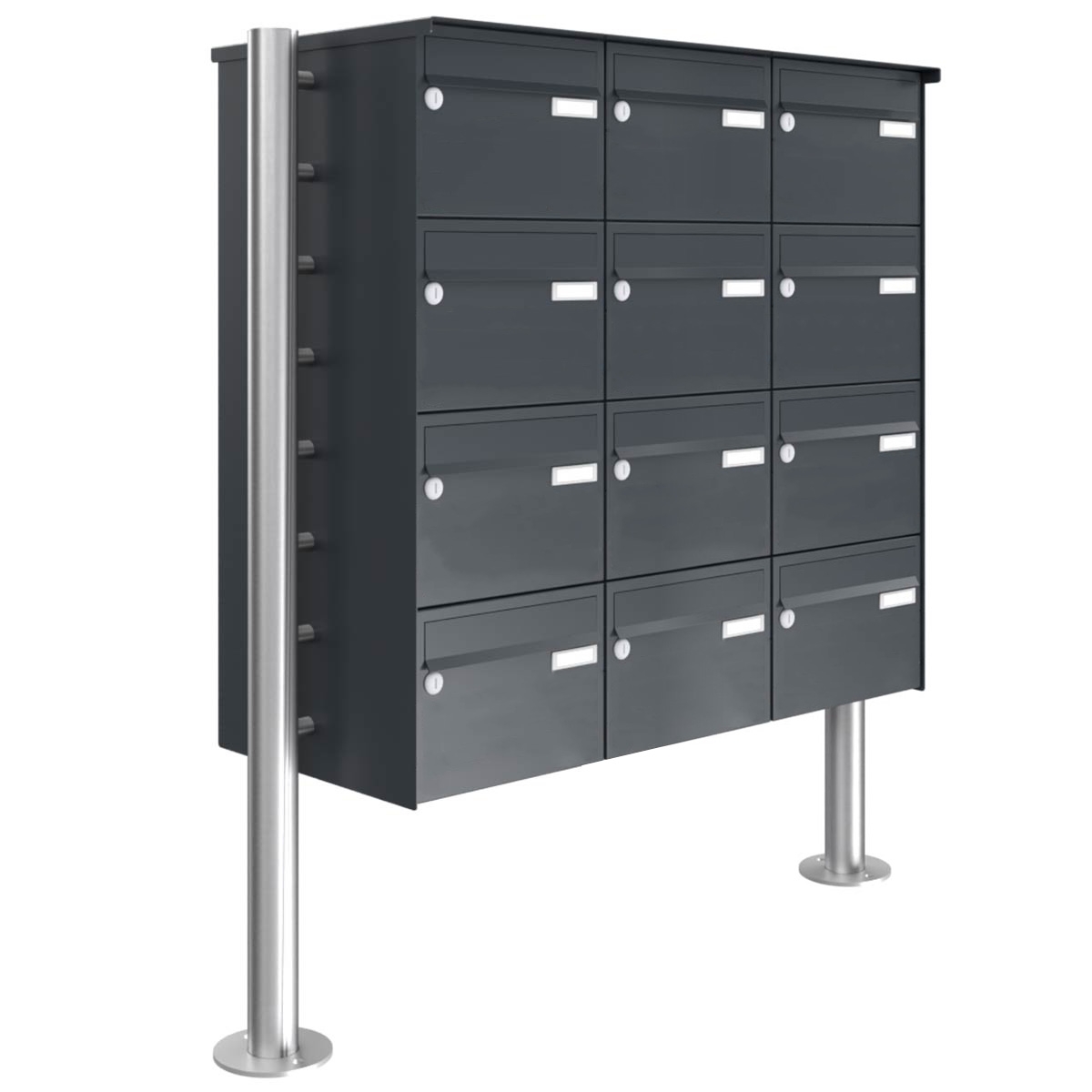12er Briefkastenanlage freistehend Design BASIC 385220 7016 ST-R - RAL 7016 anthrazitgrau