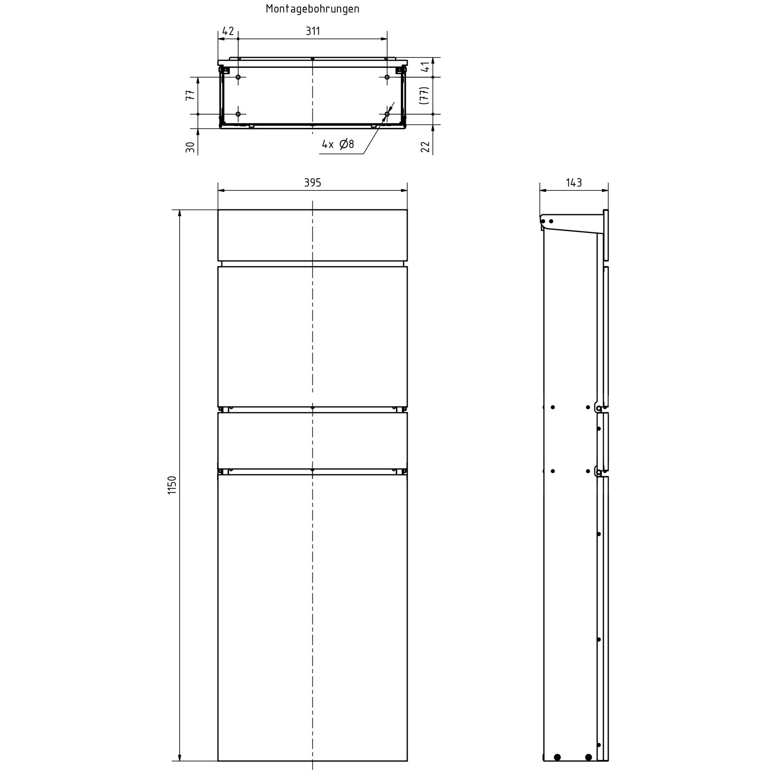 LESSING free-standing letterbox with newspaper compartment - RAL 7016 anthracite grey LESSING free-standing letterbox with newspaper compartment - RAL 7016 anthracite grey