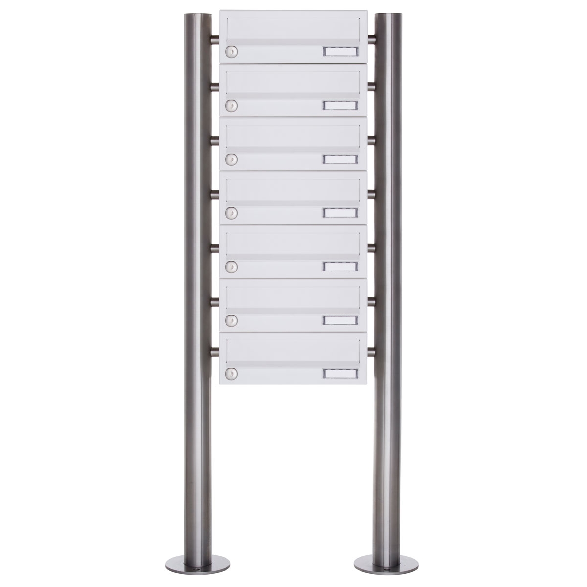 7er Briefkastenanlage freistehend Design BASIC 385-9016 ST-R - RAL 9016 verkehrsweiß 7er Briefkastenanlage freistehend Design BASIC 385-9016 ST-R - RAL 9016 verkehrsweiß