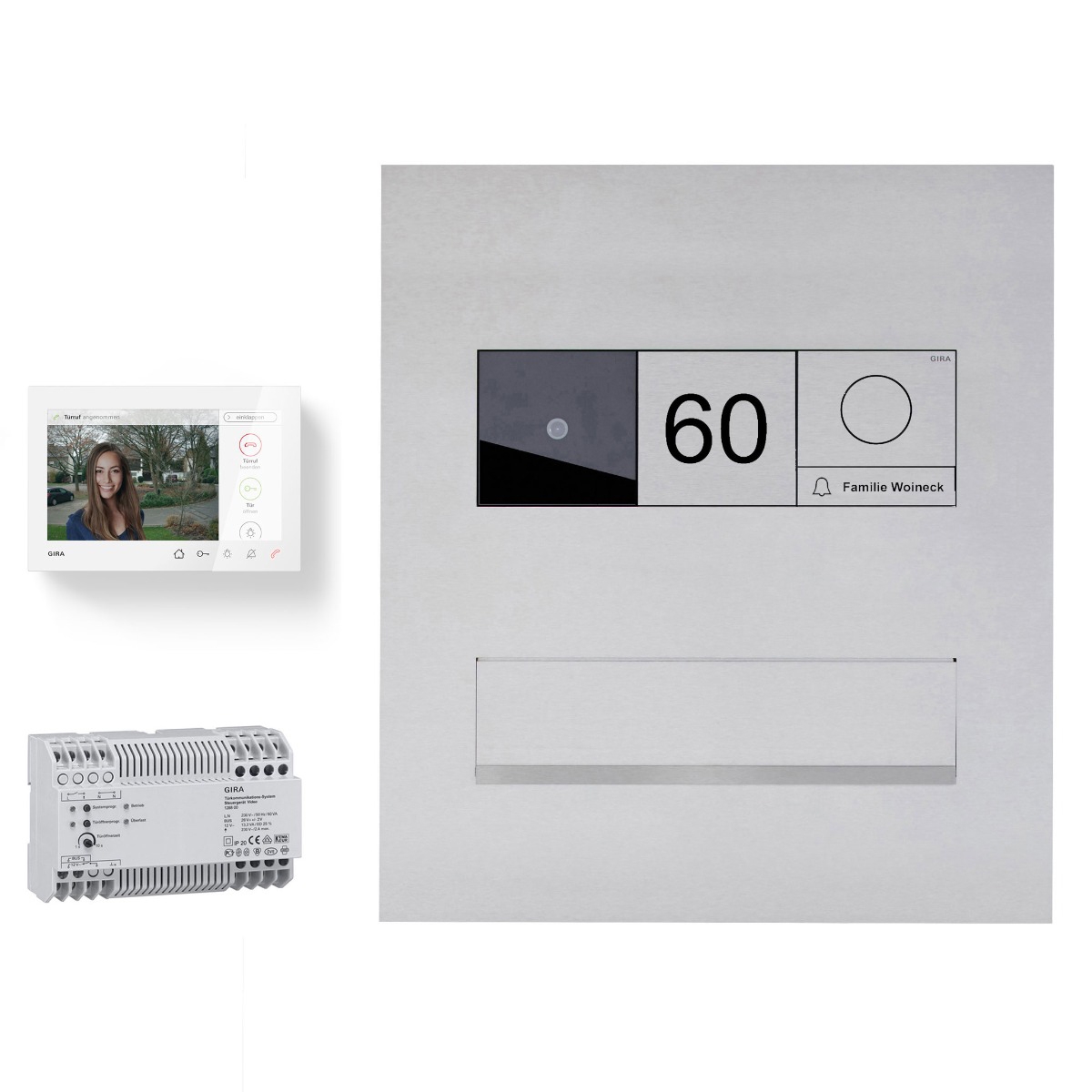 Edelstahl Mauerdurchwurf Briefkasten GRIMM - GIRA System 106 - Video- Sprechanlage - VIDEO Komplettset Edelstahl Mauerdurchwurf Briefkasten GRIMM - GIRA System 106 - Video- Sprechanlage - VIDEO Komplettset