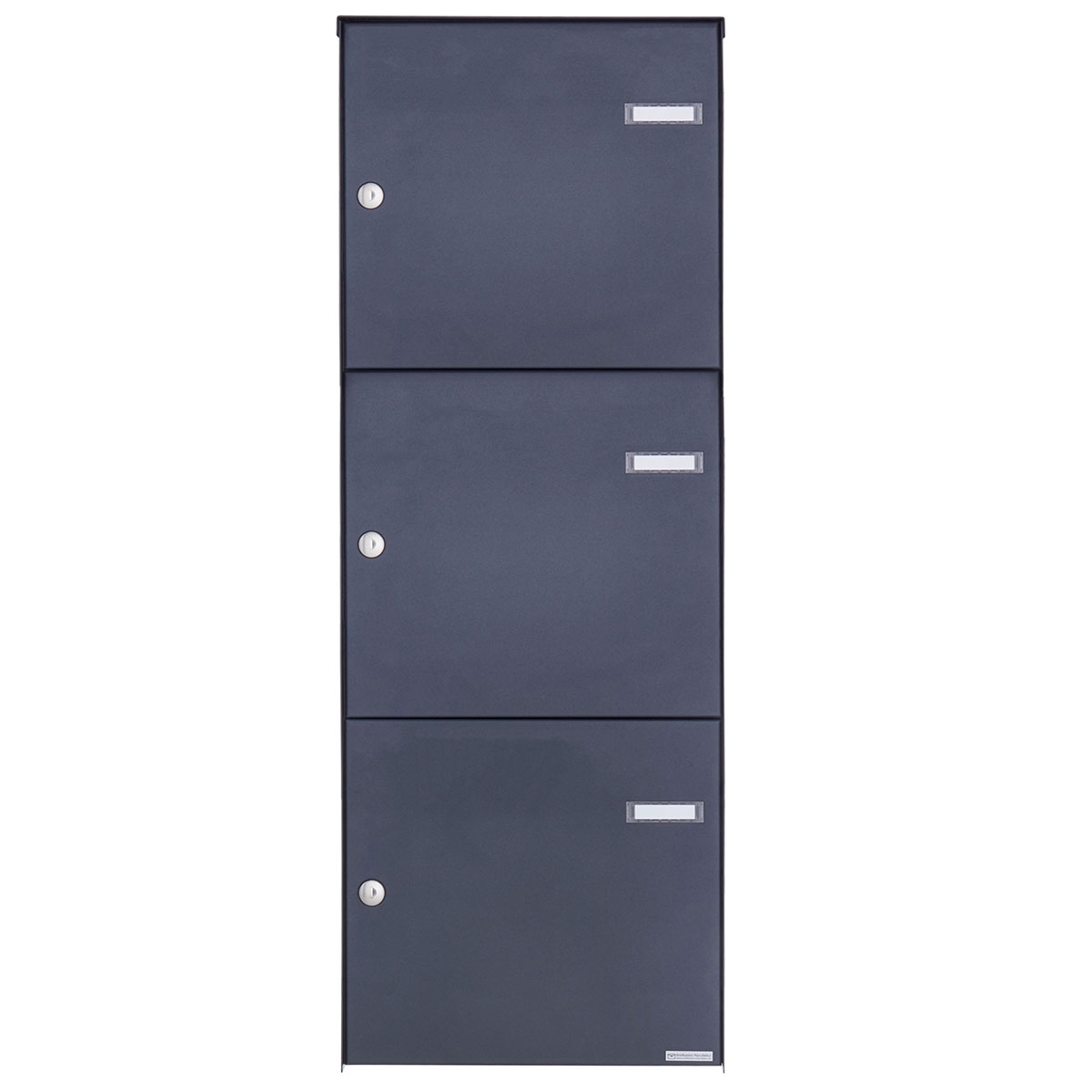 3er 1x3 Edelstahl Zaunbriefkasten BASIC Plus 382XZ - RAL nach Wahl - Entnahme rückseitig 3er 1x3 Edelstahl Zaunbriefkasten BASIC Plus 382XZ - RAL nach Wahl - Entnahme rückseitig