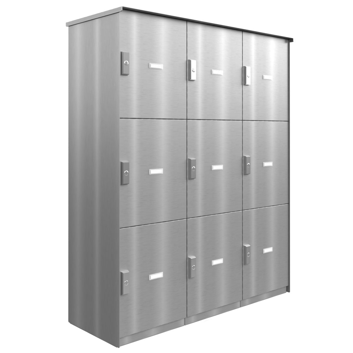 9er 3x3 parcel compartment system BASIC Plus 863X STL with parcel compartment 440x370 - polished stainless steel 9er 3x3 parcel compartment system BASIC Plus 863X STL with parcel compartment 440x370 - polished stainless steel