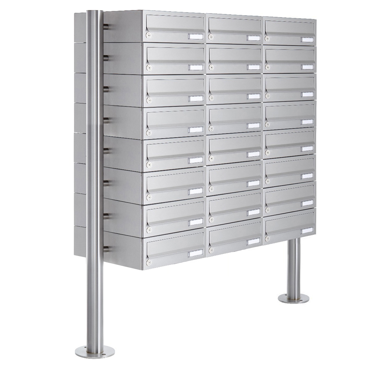 24er Briefkastenanlage freistehend Design BASIC 385-VA ST-R - Edelstahl V2A, geschliffen