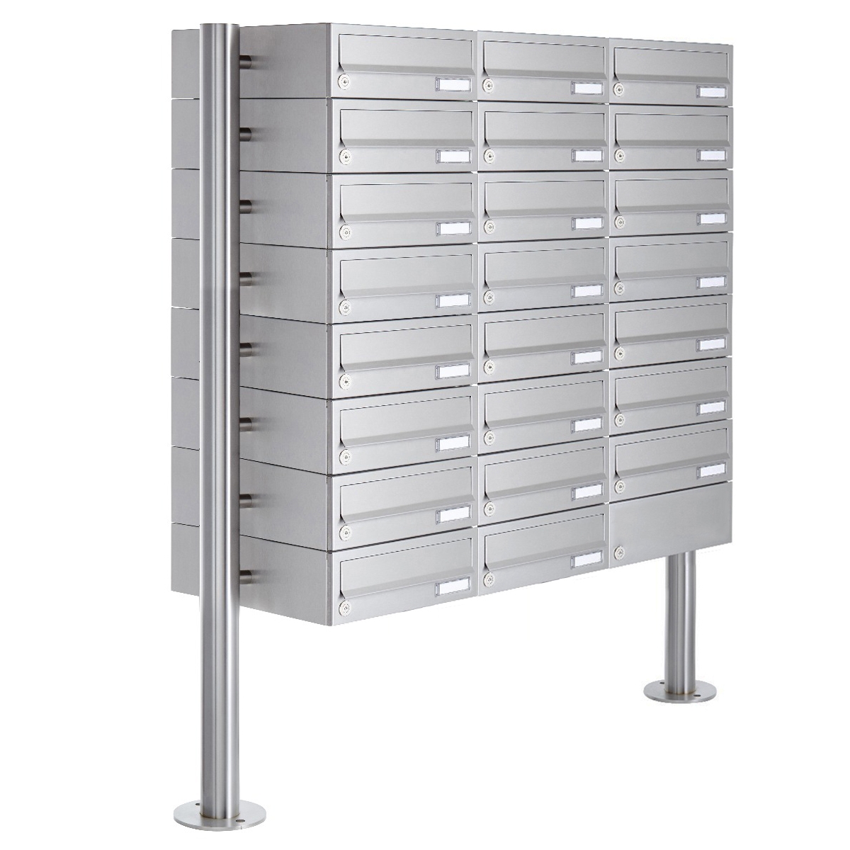 23er Briefkastenanlage freistehend Design BASIC 385-VA ST-R - Edelstahl V2A, geschliffen