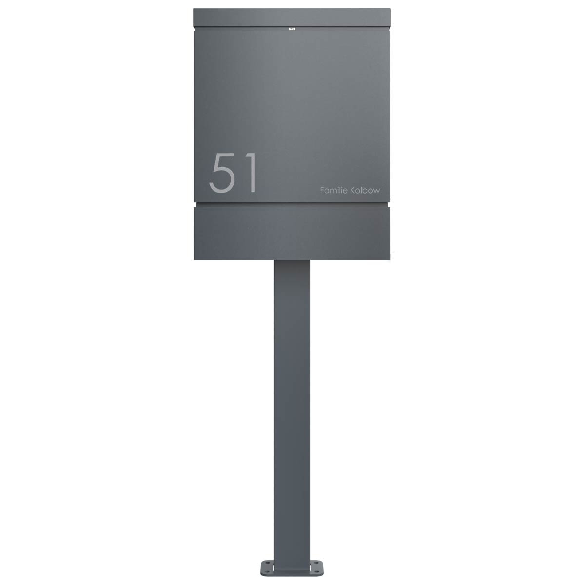 b22c62f4b08f0e98dafb2b0230cc619d65f83c80 Designerska wolnostojąca skrzynka na listy BRENTANO® ST-BP z przegródką na gazety - szary antracyt RAL 7016