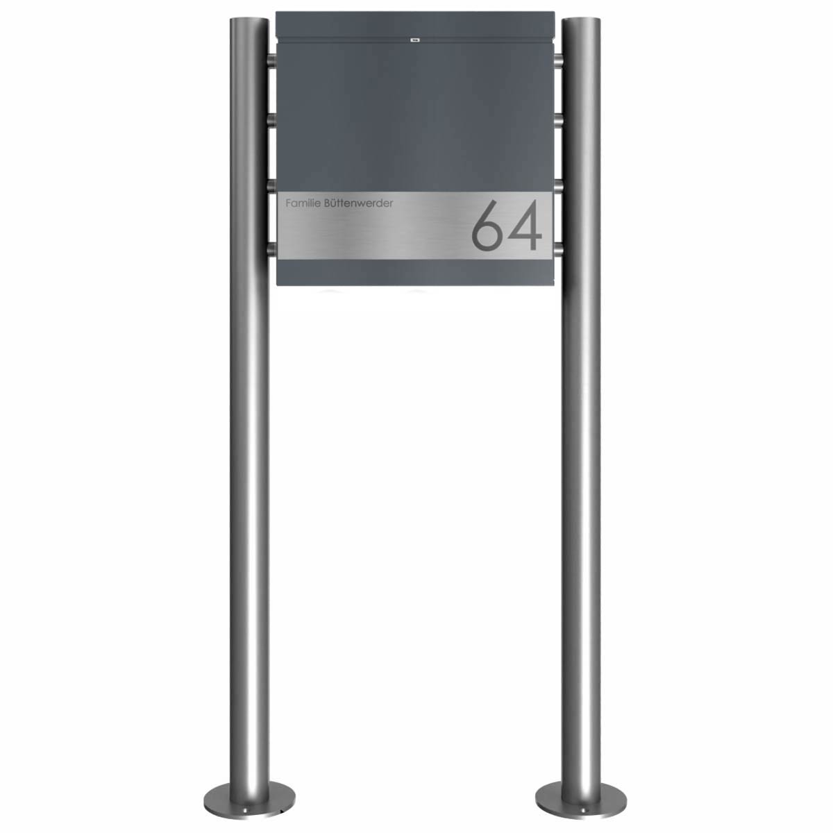Design Standbriefkasten BRENTANO® ST-R - Design Elegance 2 - RAL 7016 anthrazitgrau