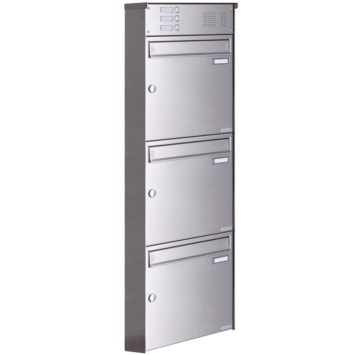 3-piece stainless steel surface-mounted letterbox design BASIC Plus 382XA AP with bell box - stainless steel V2A
