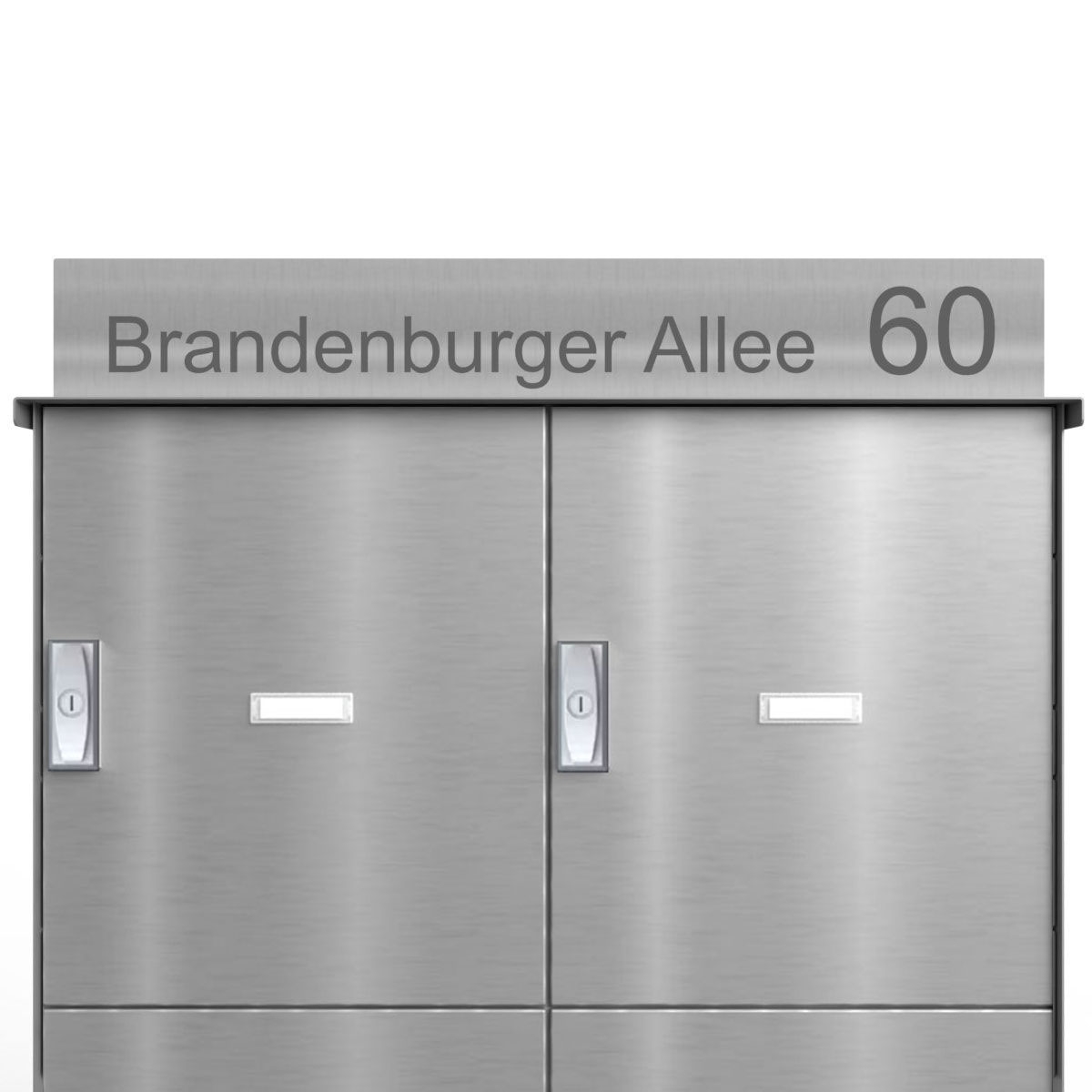 2er 1x2 parcel compartment system BASIC Plus 863X STL with parcel compartment 440x370 - polished stainless steel