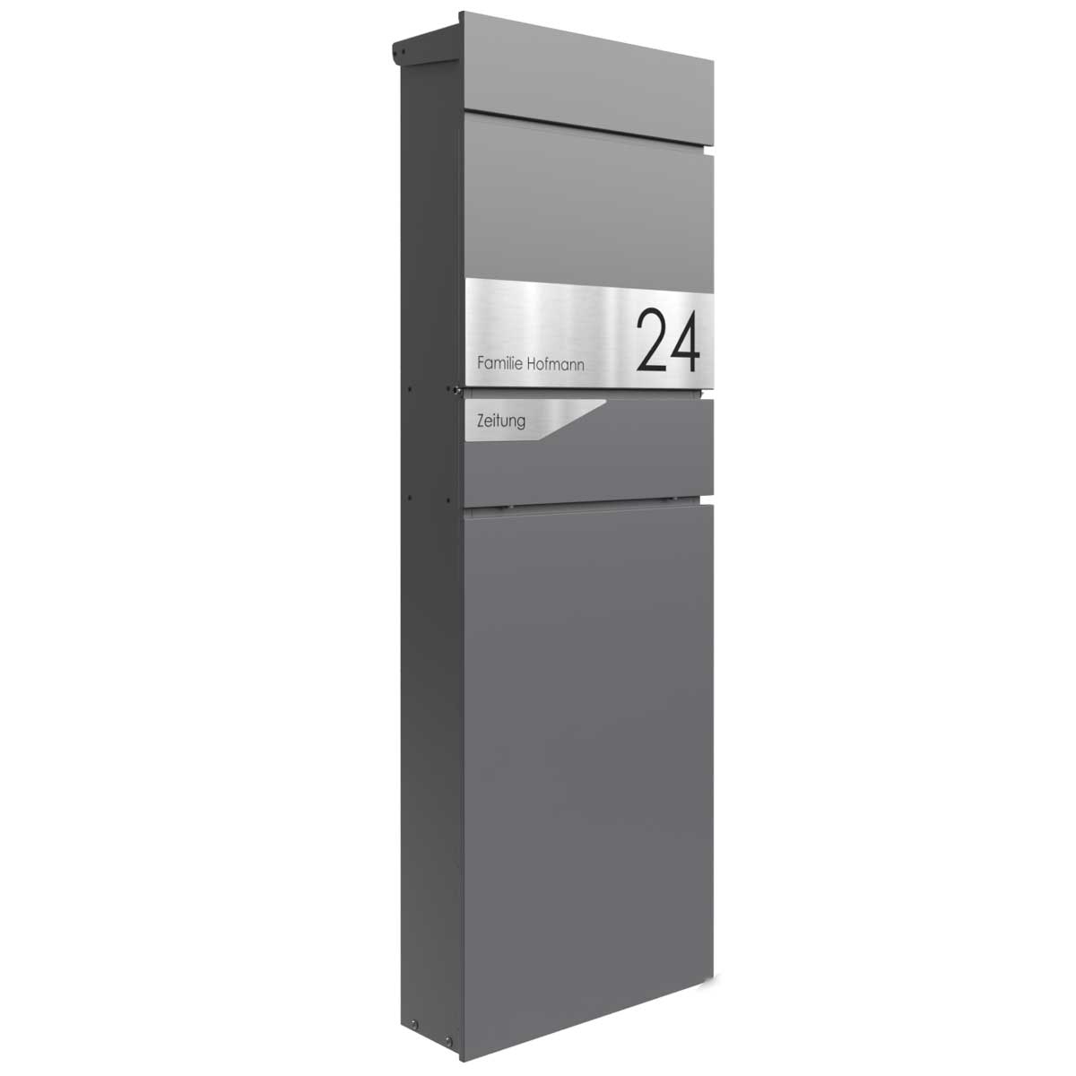 Standbriefkasten LESSING Edition mit Zeitungsfach - Design Elegance 1 - DB 703 eisenglimmer Standbriefkasten LESSING Edition mit Zeitungsfach - Design Elegance 1 - DB 703 eisenglimmer