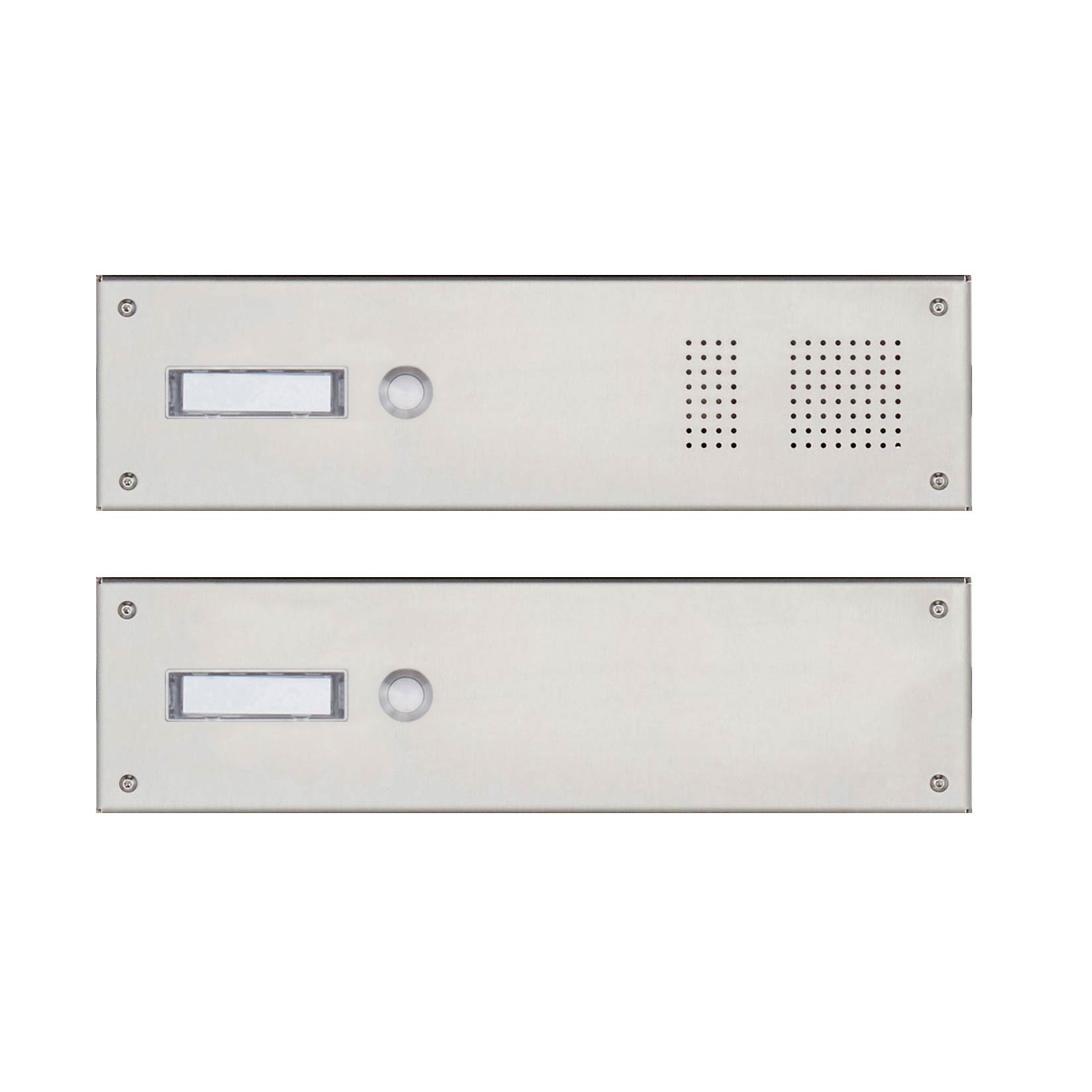 2 stainless steel panels 355x100 for 2 parties w. speech perforation