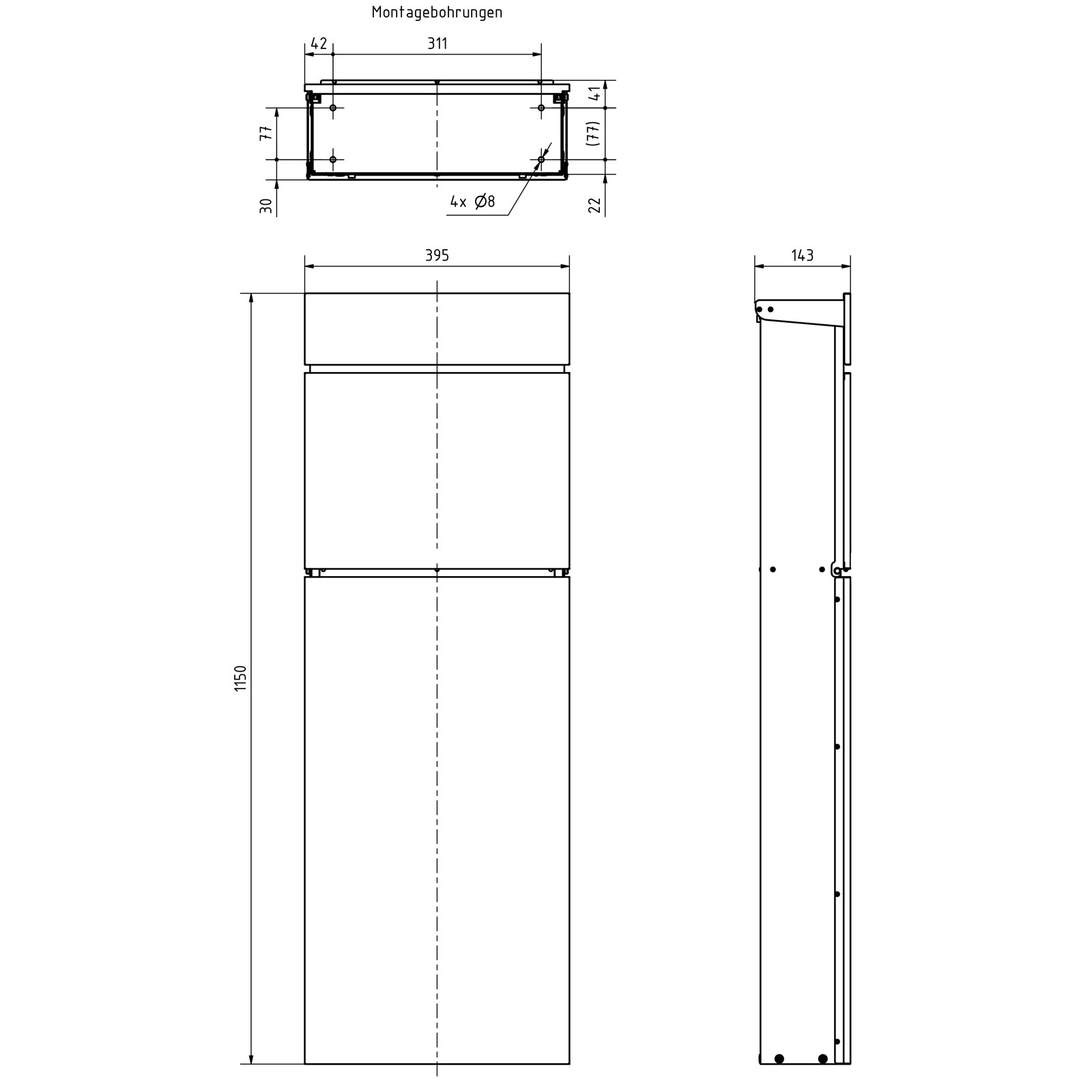 LESSING free-standing letterbox - RAL 7016 anthracite grey LESSING free-standing letterbox - RAL 7016 anthracite grey