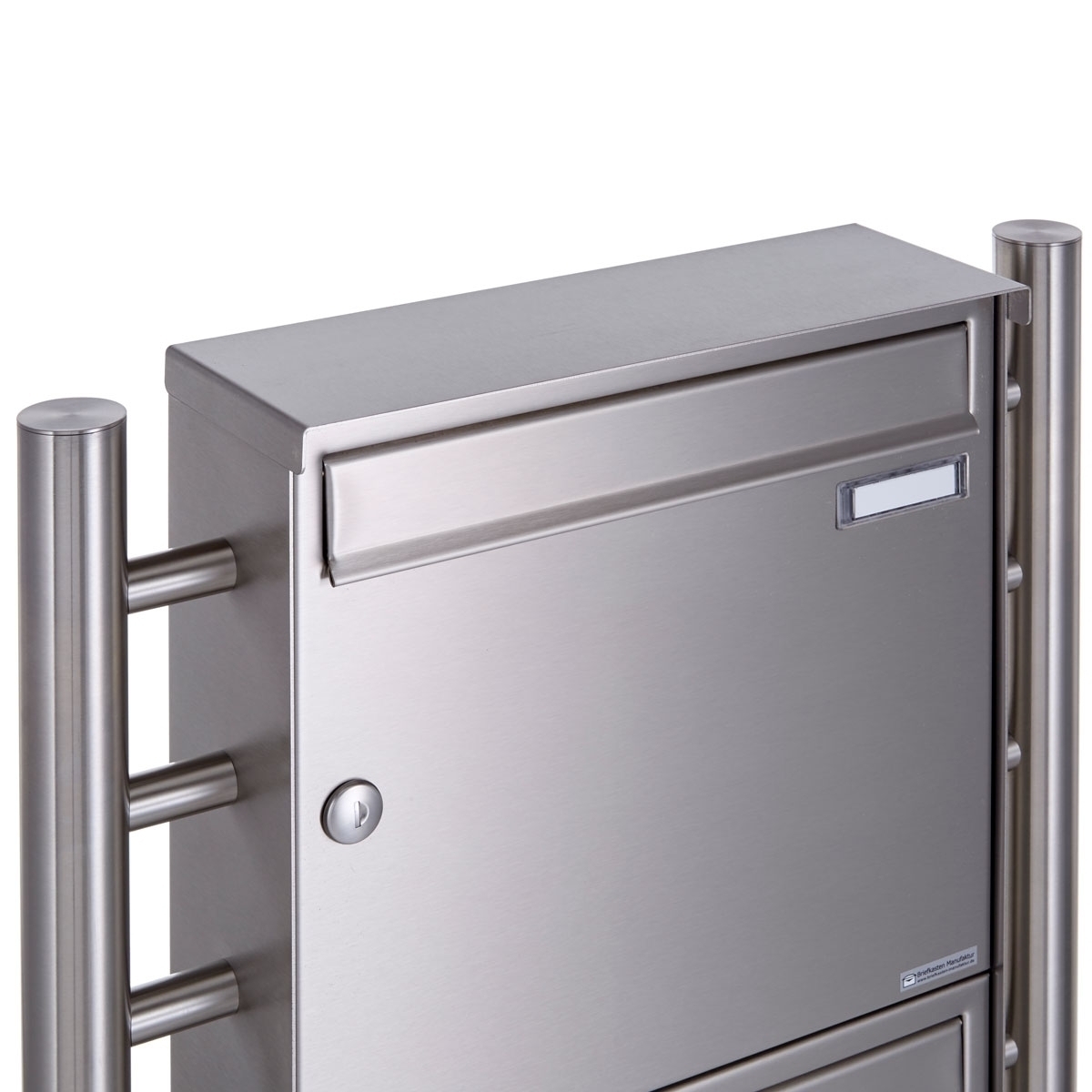 18er 3x6 Edelstahl Standbriefkasten Design BASIC Plus 381X ST-R - Edelstahl V2A geschliffen
