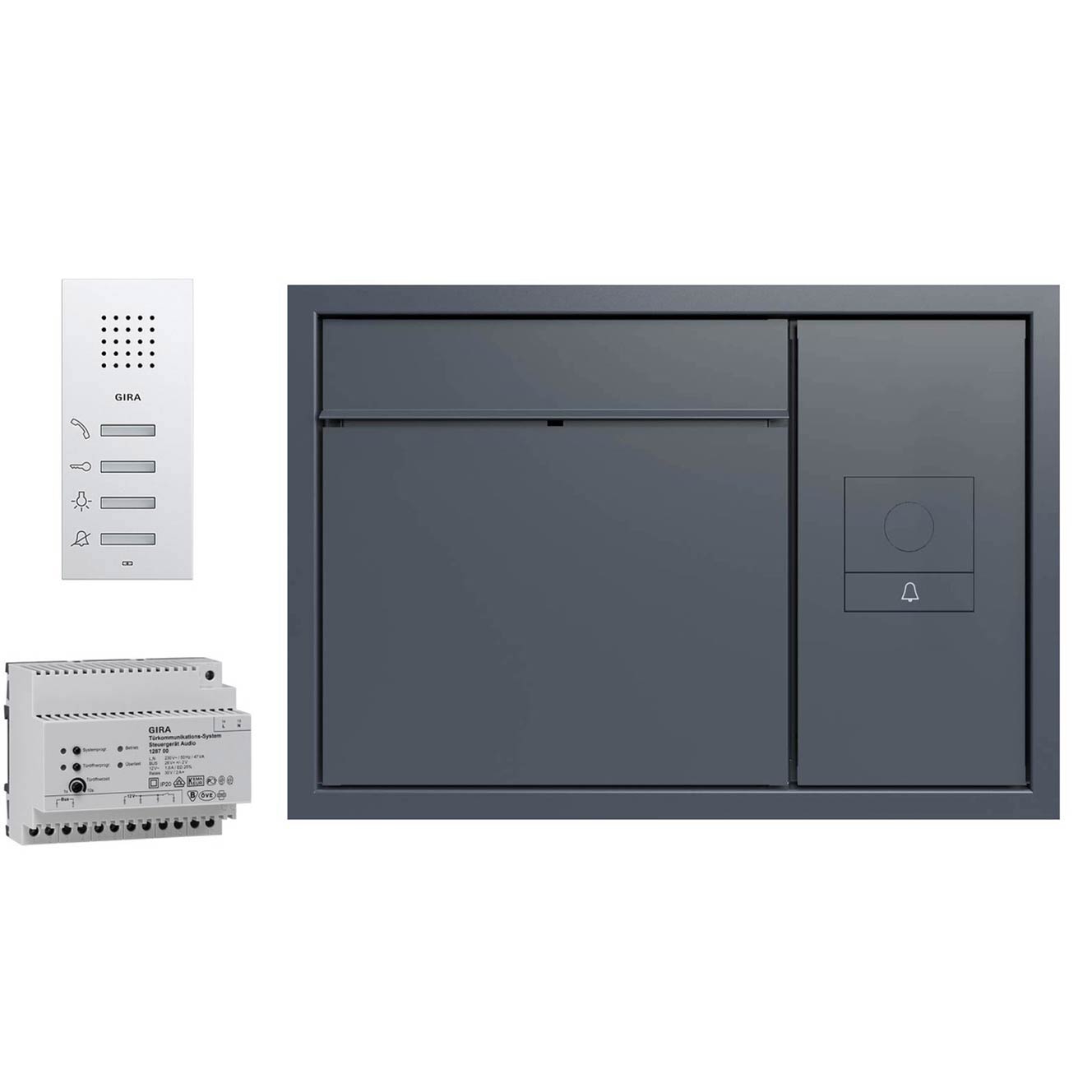 Design Unterputz Briefkasten GOETHE UP seitlich mit GIRA System 106 - RAL nach Wahl - AUDIO Komplettset Design Unterputz Briefkasten GOETHE UP seitlich mit GIRA System 106 - RAL nach Wahl - AUDIO Komplettset