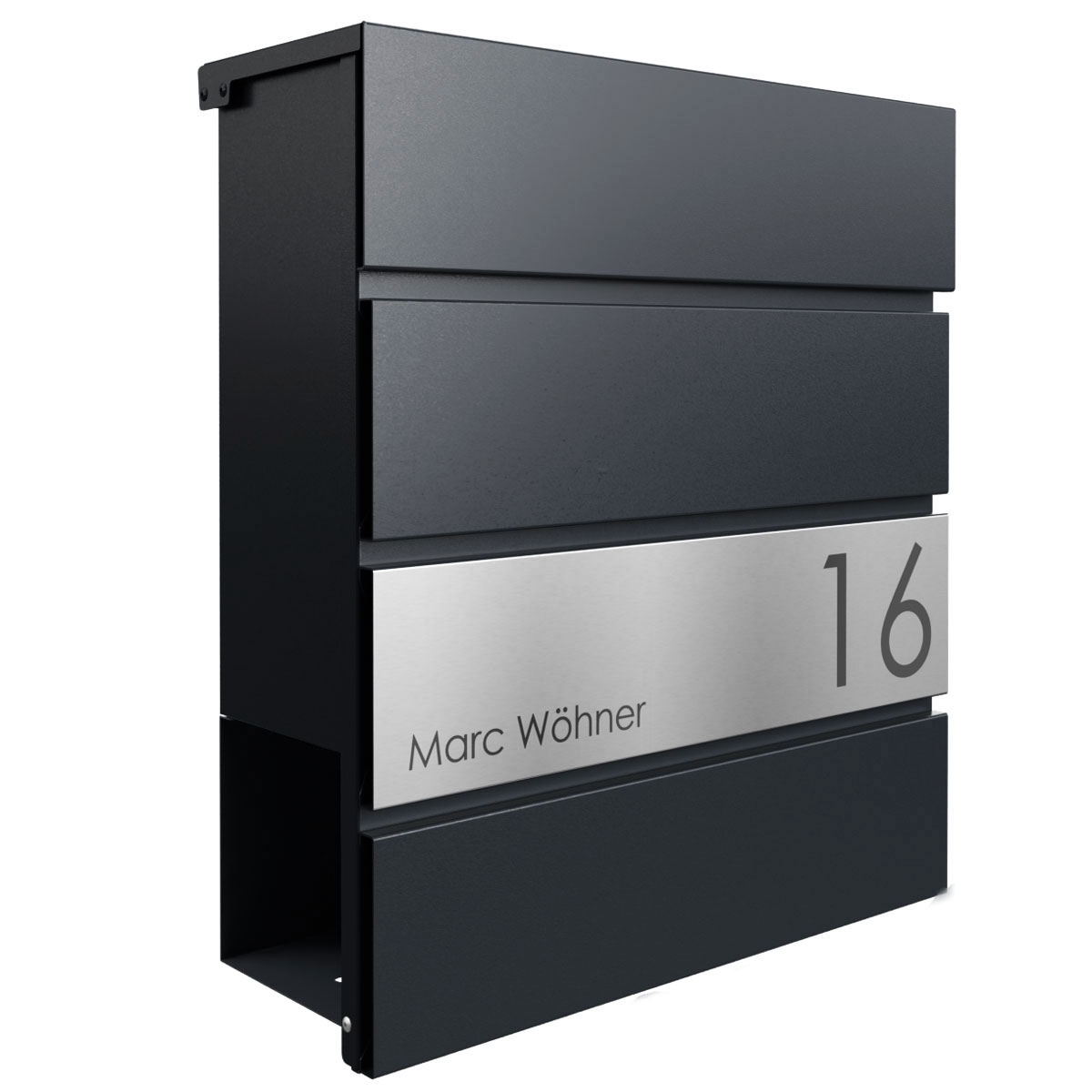 KANT Edition letterbox with newspaper compartment - Elegance 1 design - RAL 9005 jet black KANT Edition letterbox with newspaper compartment - Elegance 1 design - RAL 9005 jet black