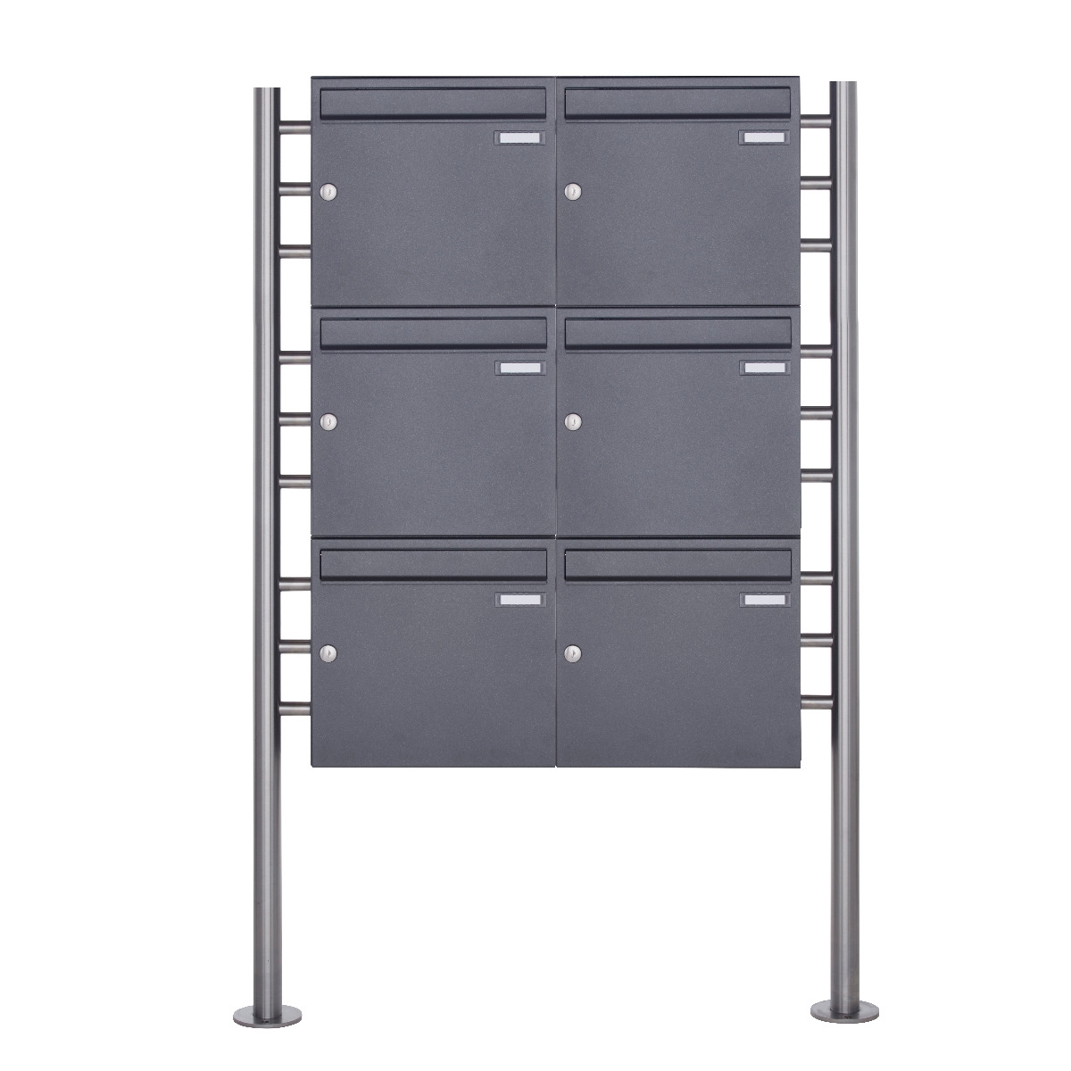 6er 3x2 Standbriefkasten Design BASIC 381 ST-R - DB703 eisenglimmer