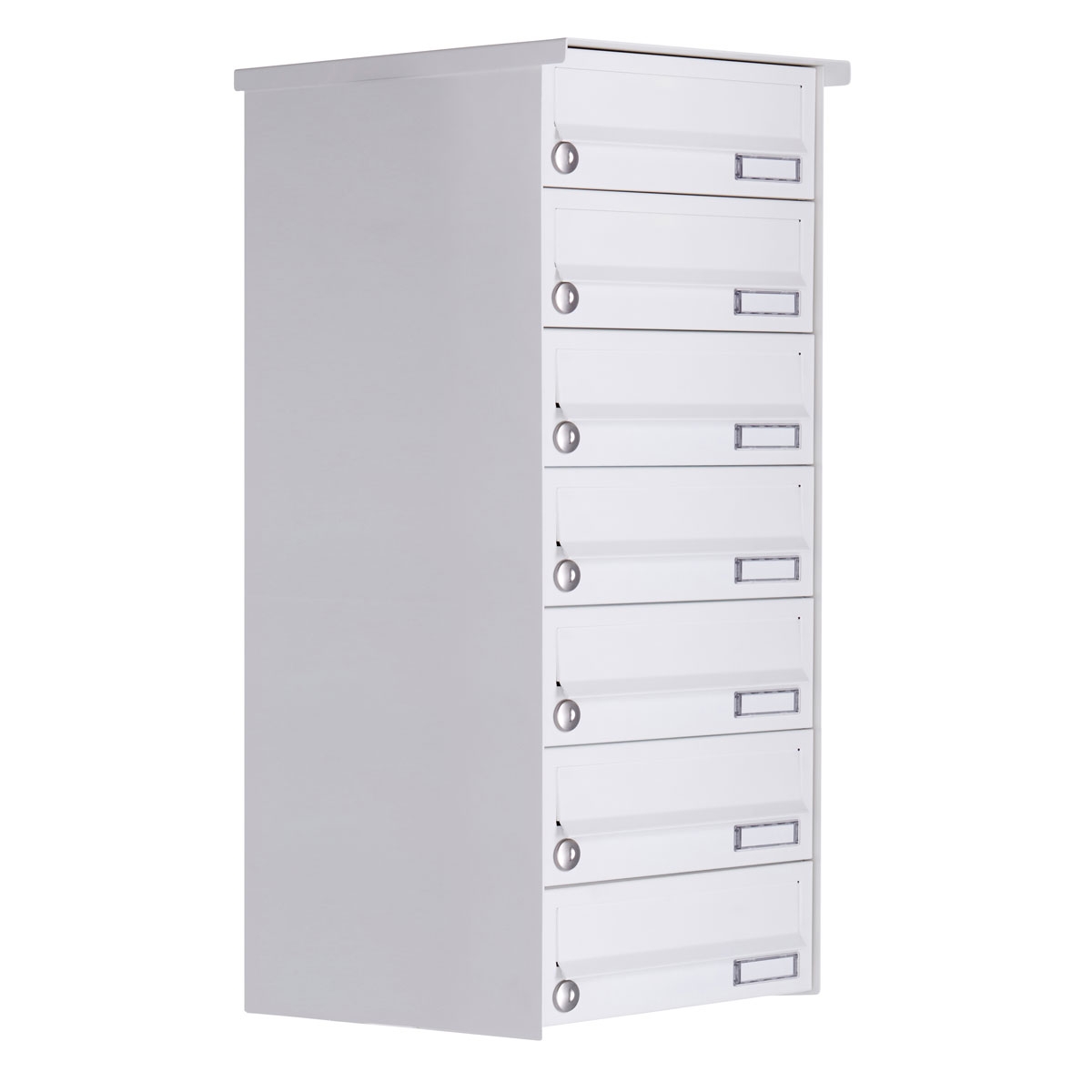 7er Aufputz Briefkastenanlage Design BASIC 385A-9016 AP - RAL 9016 verkehrsweiß 7er Aufputz Briefkastenanlage Design BASIC 385A-9016 AP - RAL 9016 verkehrsweiß