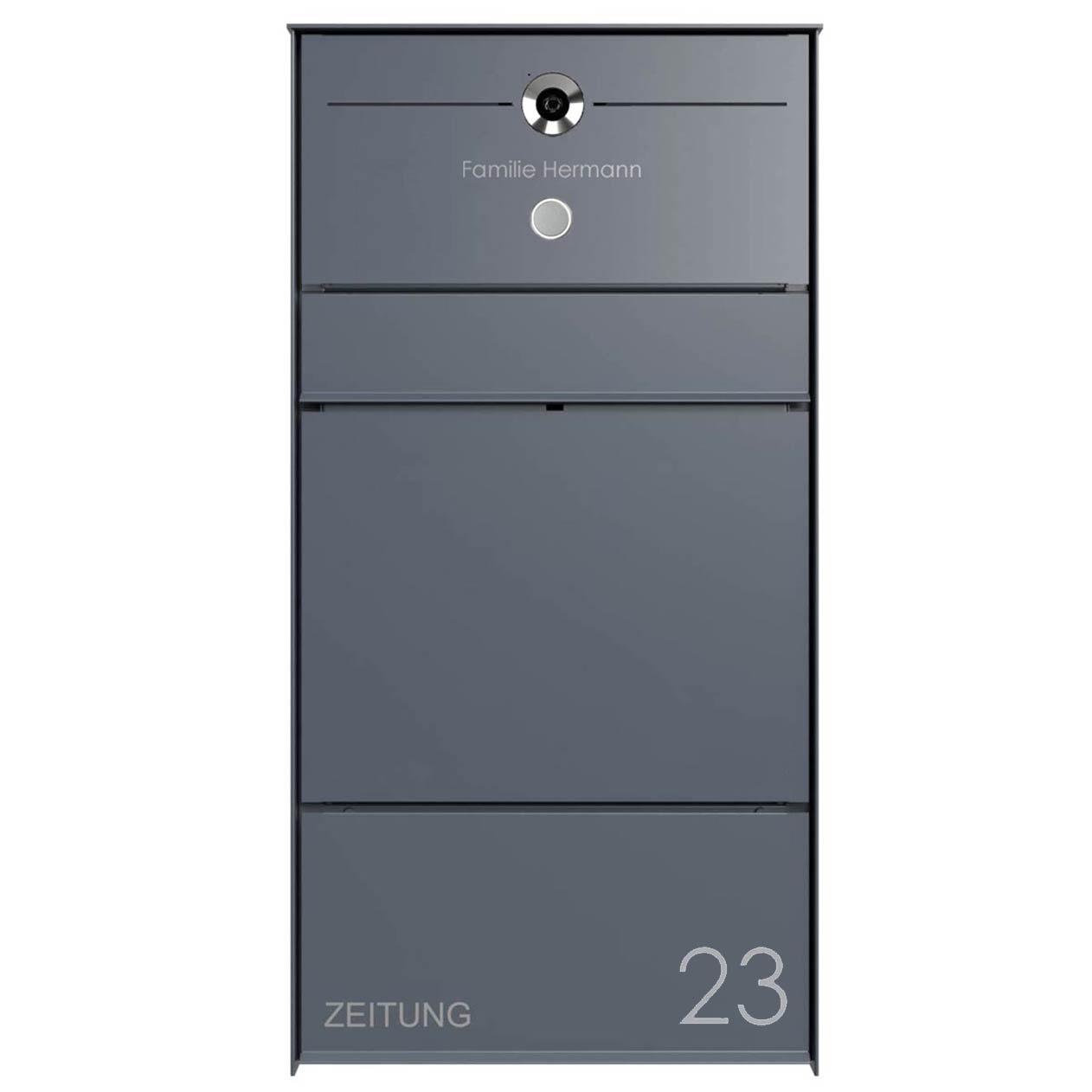 Design surface-mounted letterbox GOETHE AP with newspaper compartment - RAL of your choice - COMELIT Switch - VIDEO complete set Wifi Design surface-mounted letterbox GOETHE AP with newspaper compartment - RAL of your choice - COMELIT Switch - VIDEO complete set Wifi