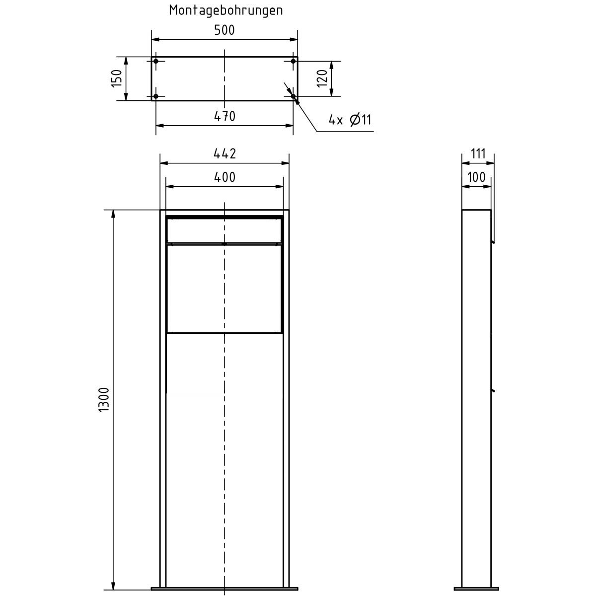 Design free-standing letterbox GOETHE LIB - LED design element - RAL of your choice Design free-standing letterbox GOETHE LIB - LED design element - RAL of your choice