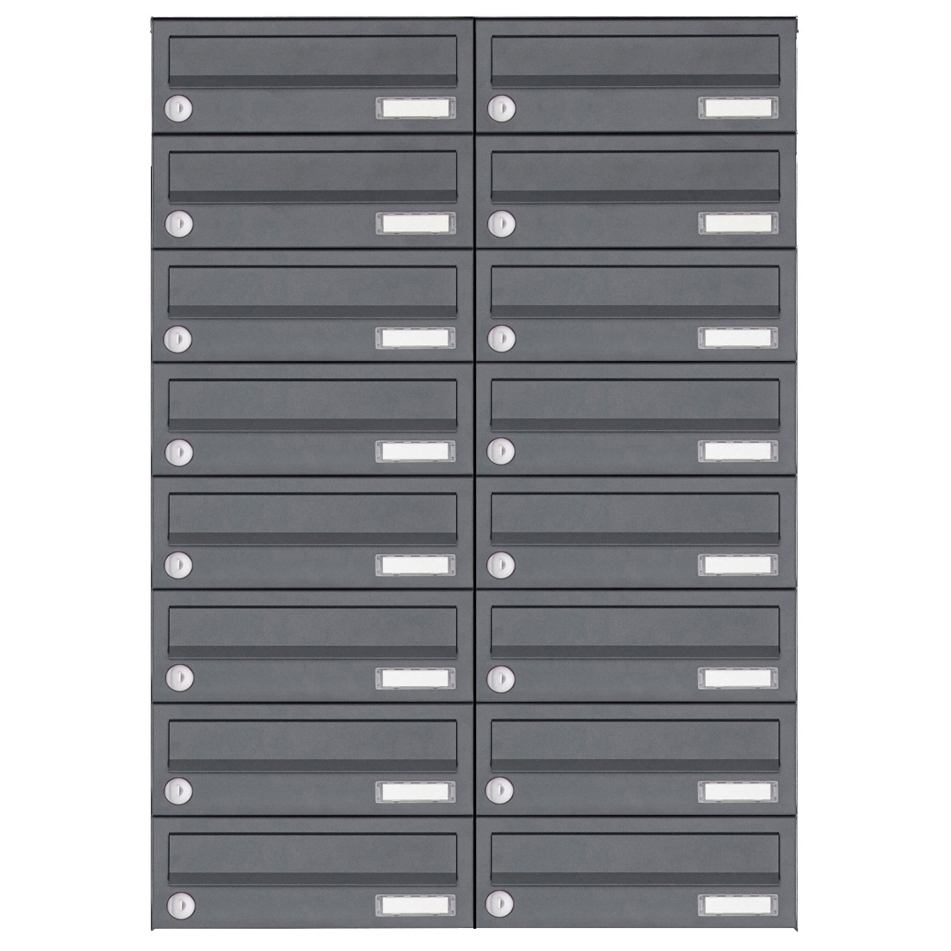 16er Edelstahl Aufputz Briefkastenanlage Design BASIC Plus 385XA AP - RAL nach Wahl